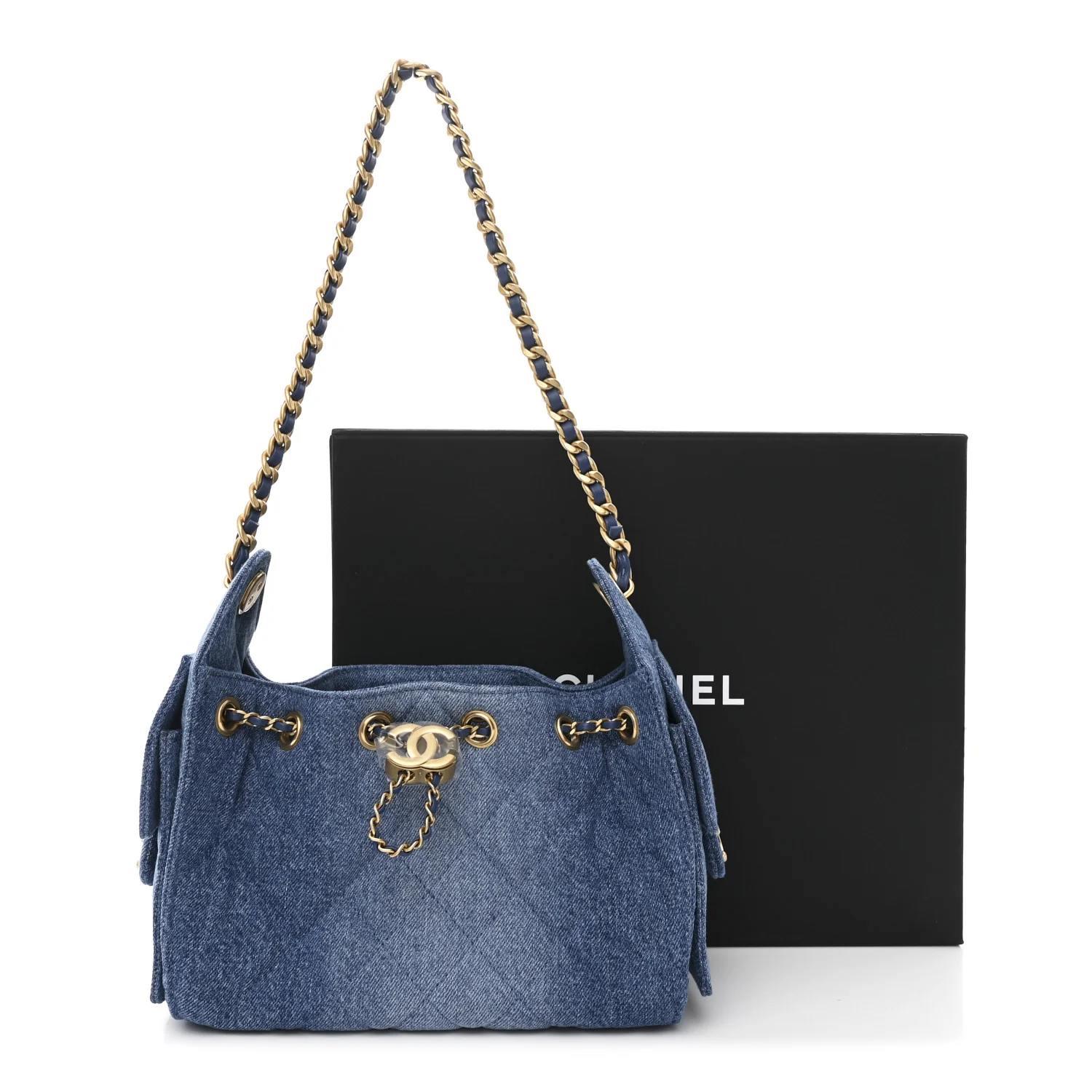 Washed Denim Quilted Mini Chanel 25 Handbag Blue - Top Club