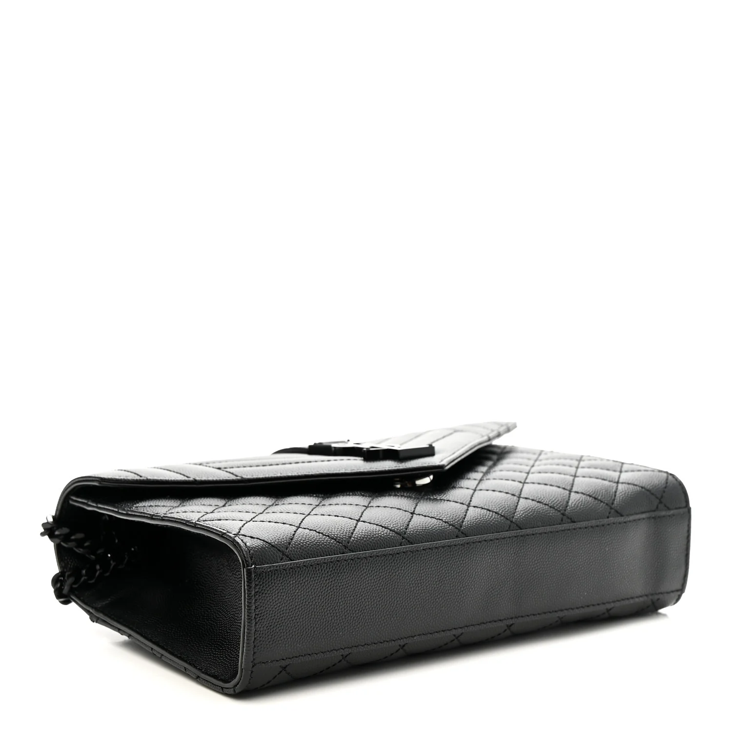 Grain De Poudre Textured Mixed Matelasse Triquilt Medium Monogram Monochrome Satchel Black - Top Club
