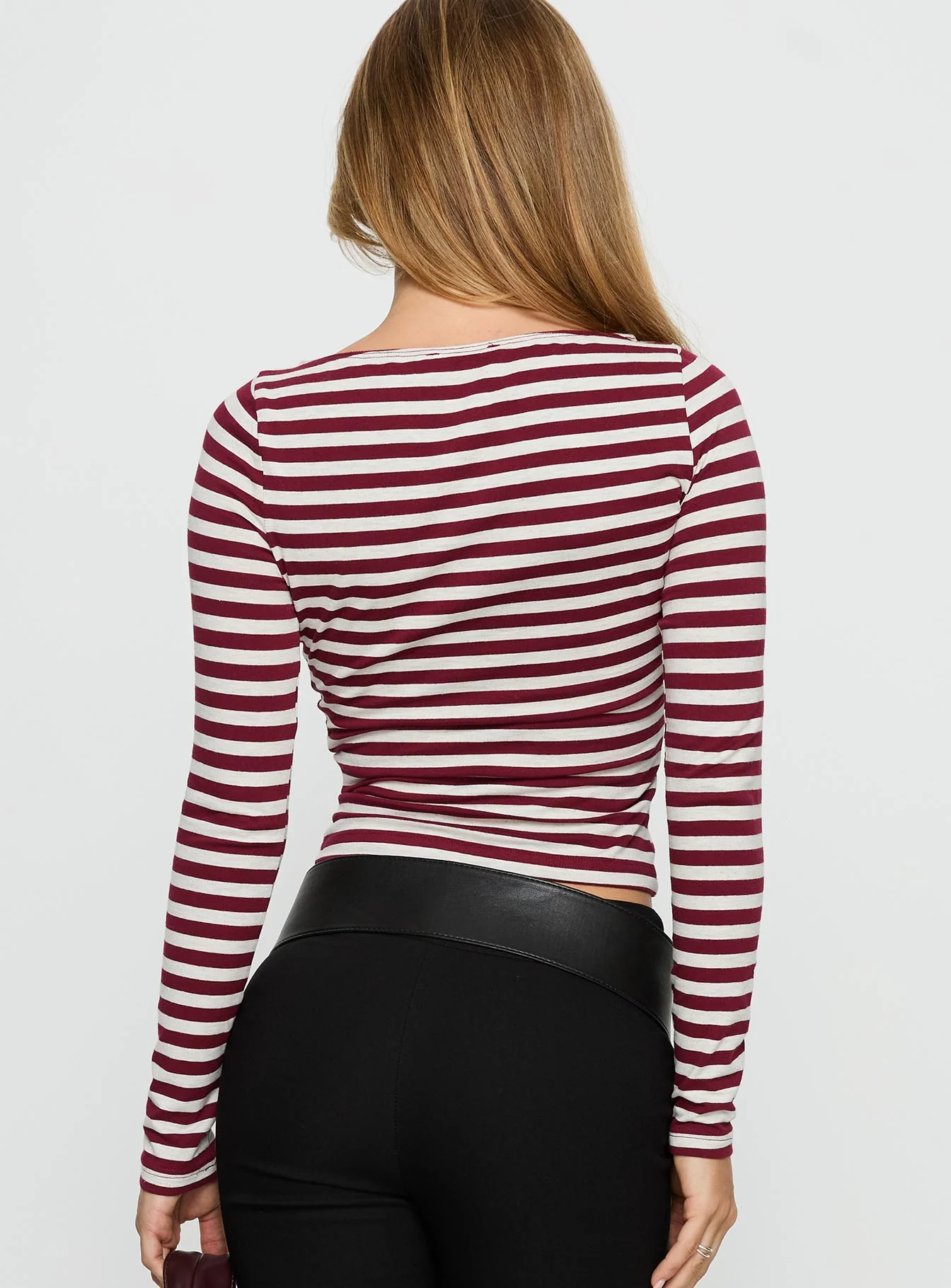 Derrica Long Sleeve Top Red / Grey Stripe