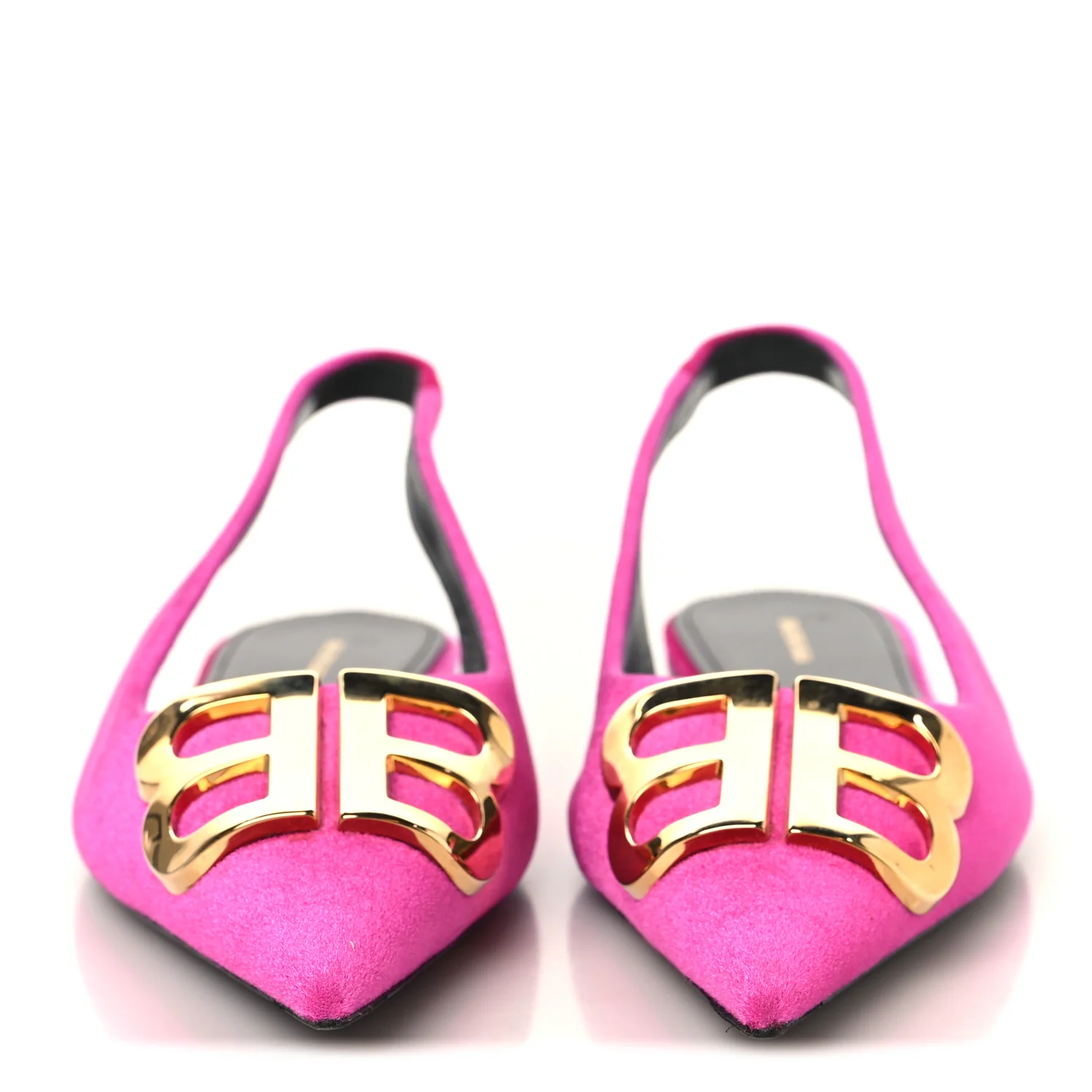 Velvet BB Knife Pointy Toe Slingback Flats 35 Pink - Top Club
