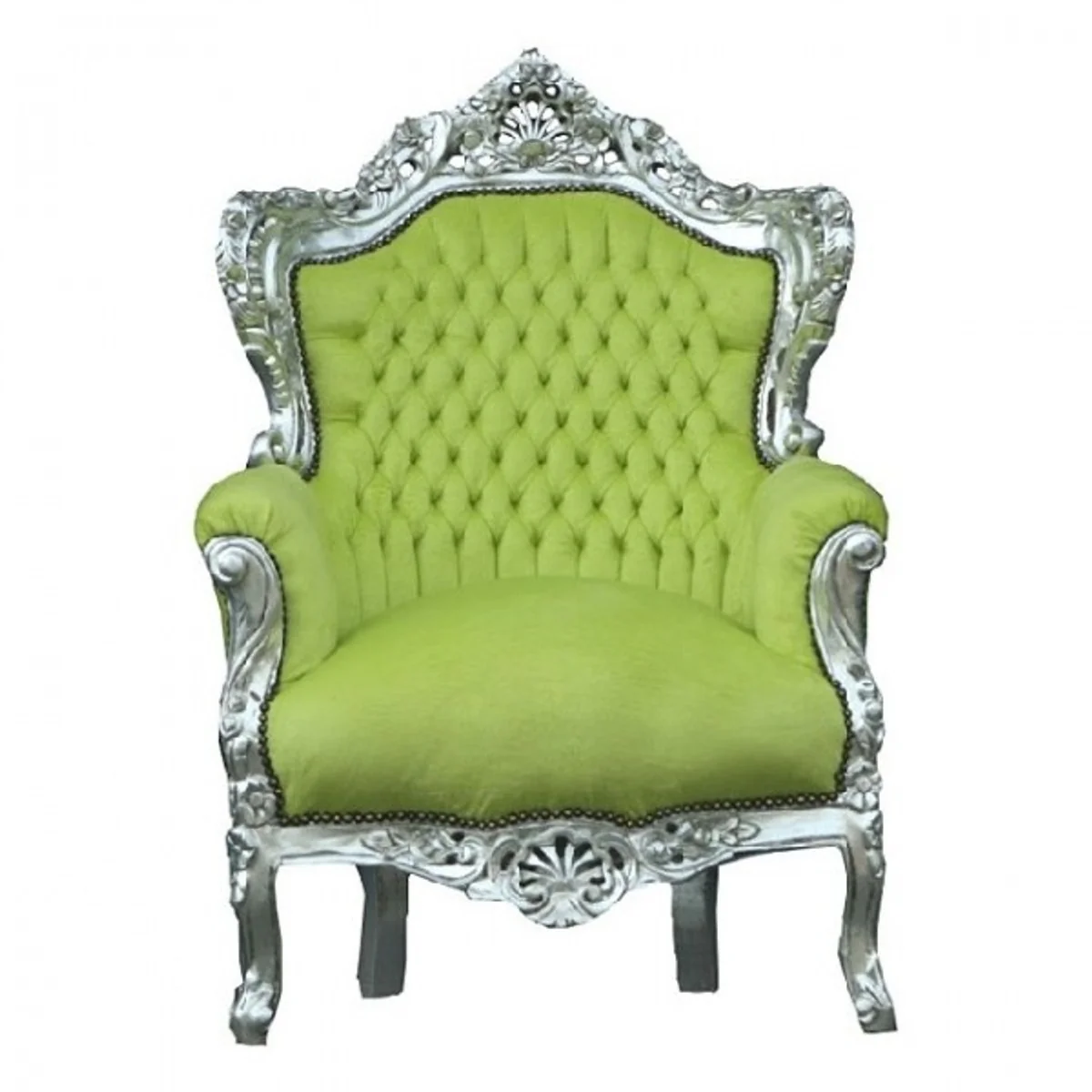 Baroque armchair King jade green / silver 85 x 85 x H. 120 cm - luxury antique style furniture