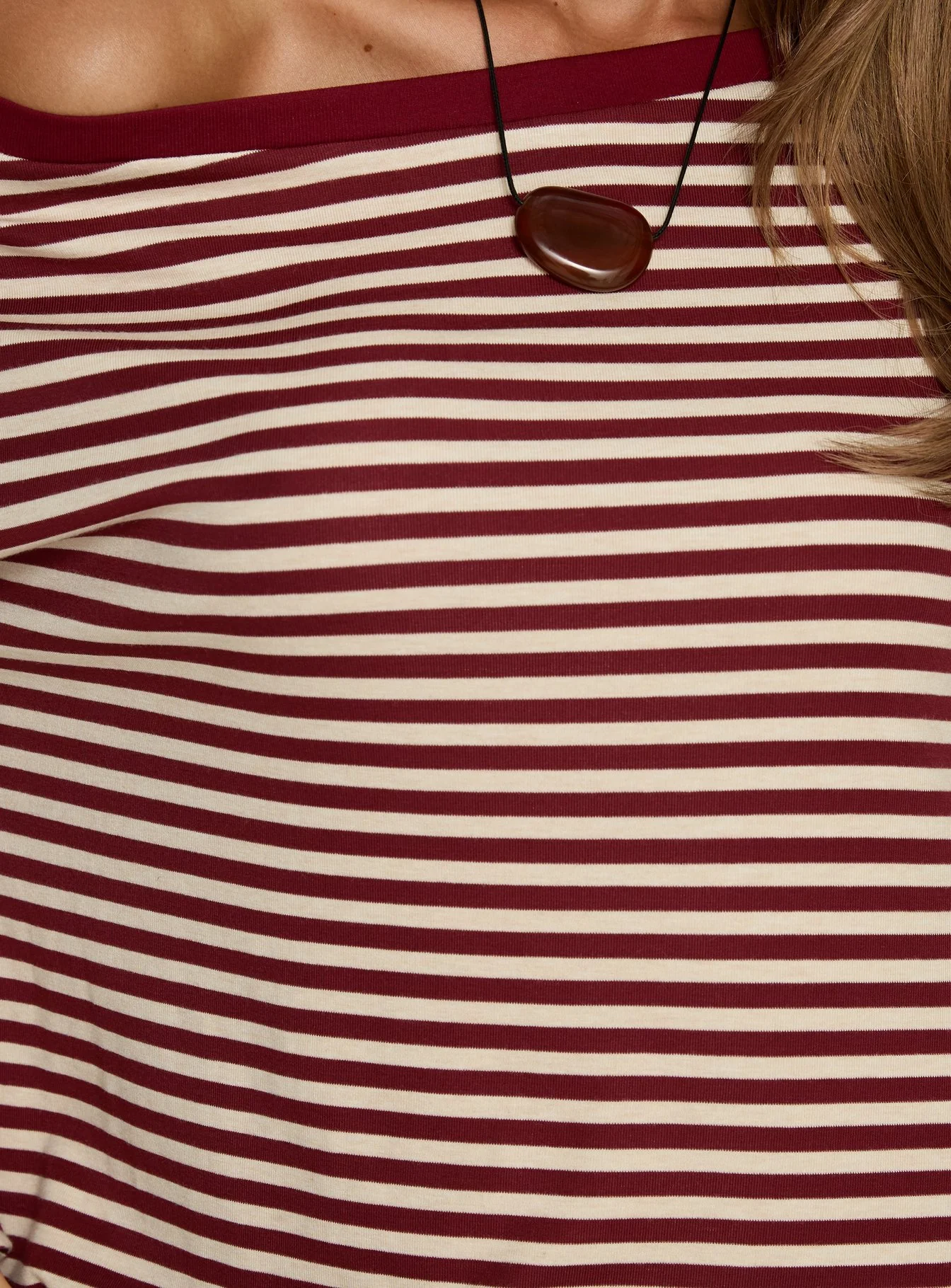 Ralyssa Off Shoulder Long Sleeve Top Red Stripe