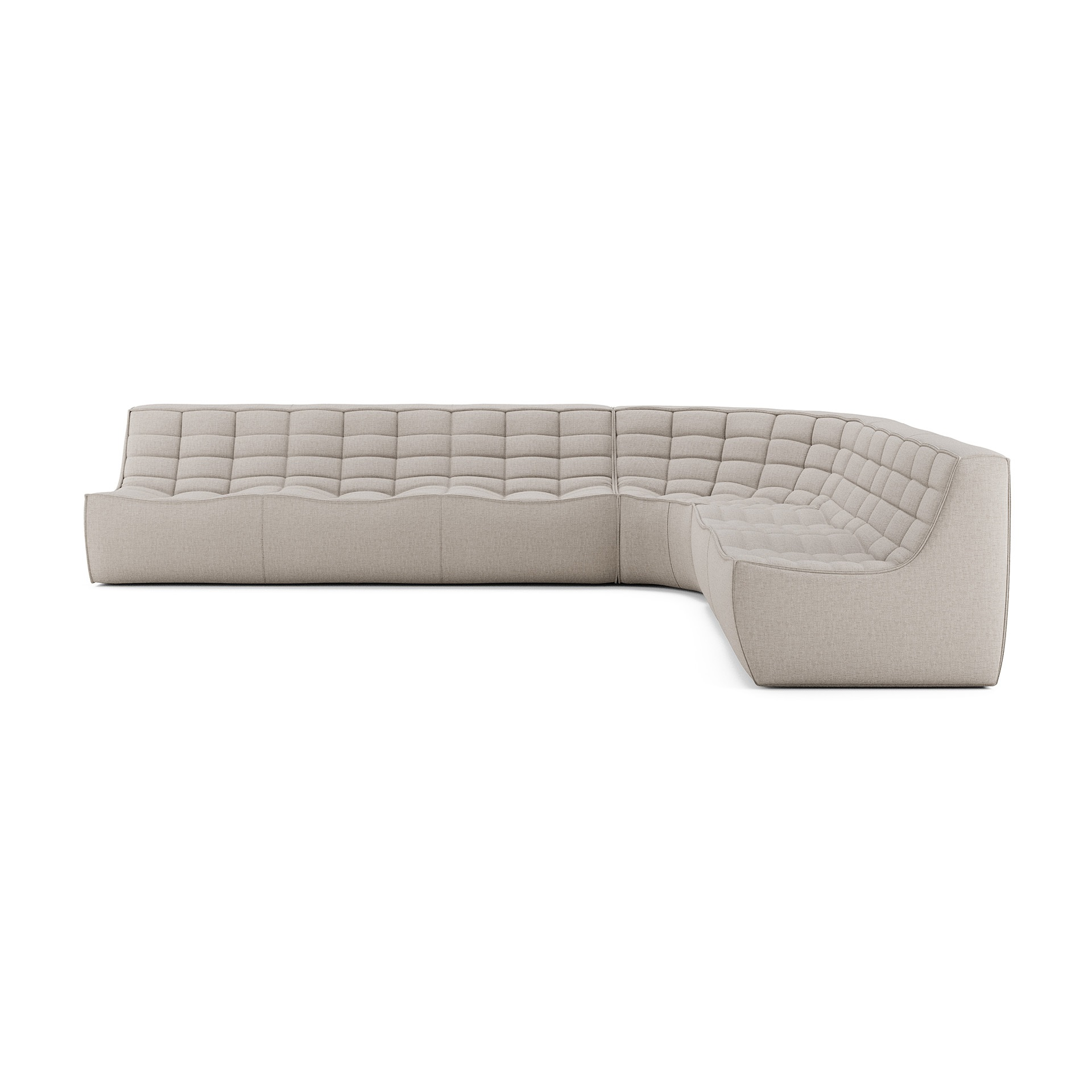 Modulaire bank N701 beige set 2 seat, 3 seat, 90° ronde hoek