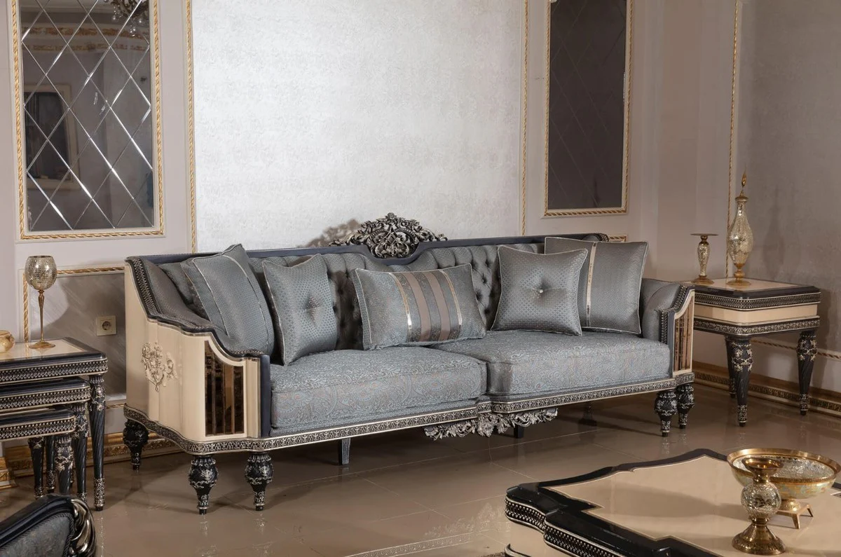 Luxury baroque side table beige / black / gold - magnificent solid wood table in baroque style - baroque living room furniture - noble and magnificent