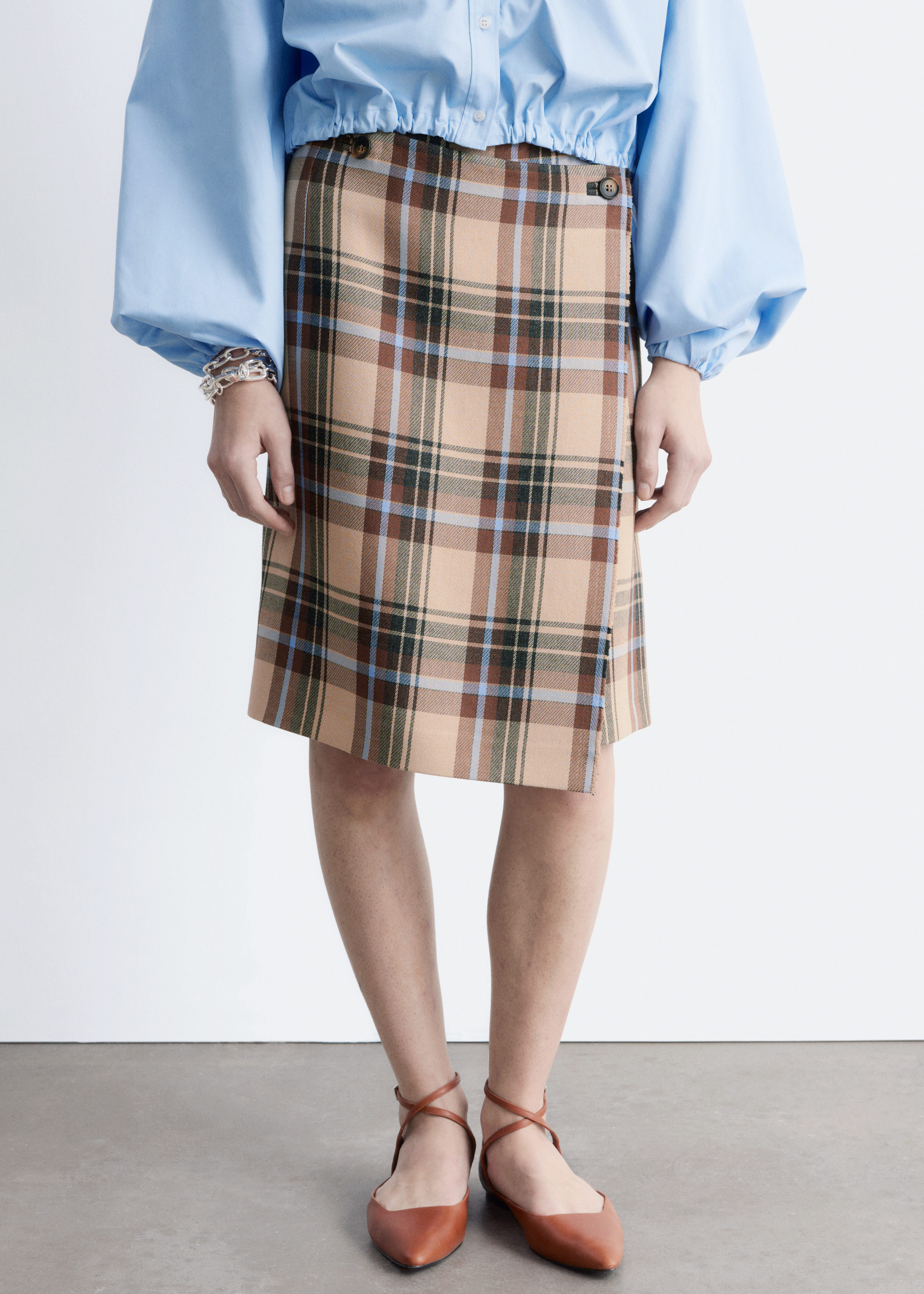 & Other Stories KNEE-LENGTH TARTAN WRAP SKIRT