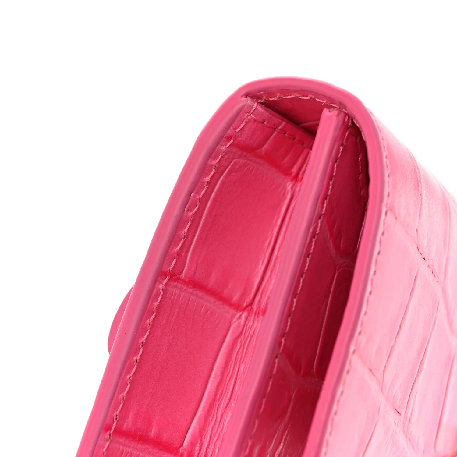 Calfskin Crocodile Embossed La Ceinture Bello Double Tour Belt Bag Pink - Top Club