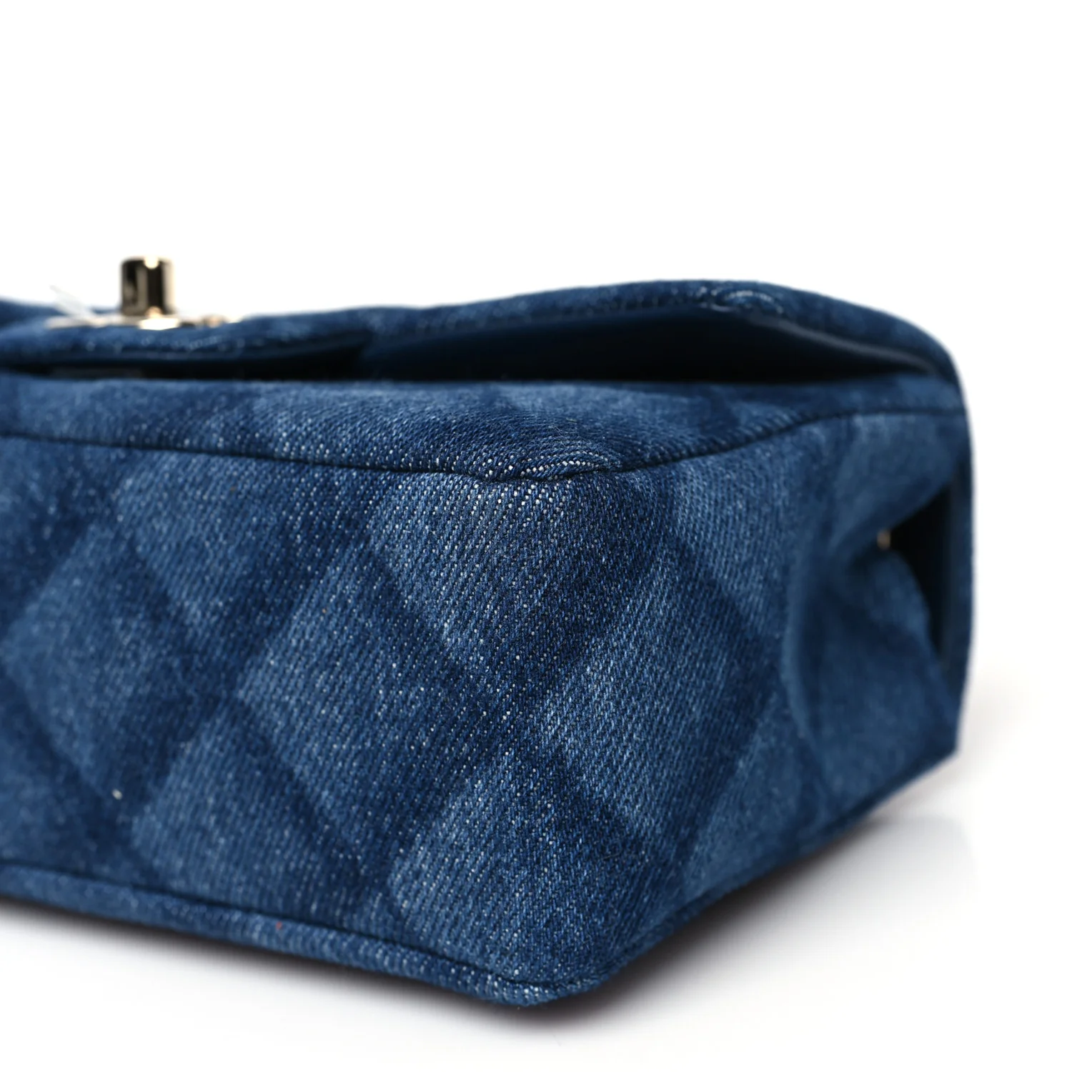 Printed Denim Quilted Mini Rectangular Flap Dark Blue - Top Club