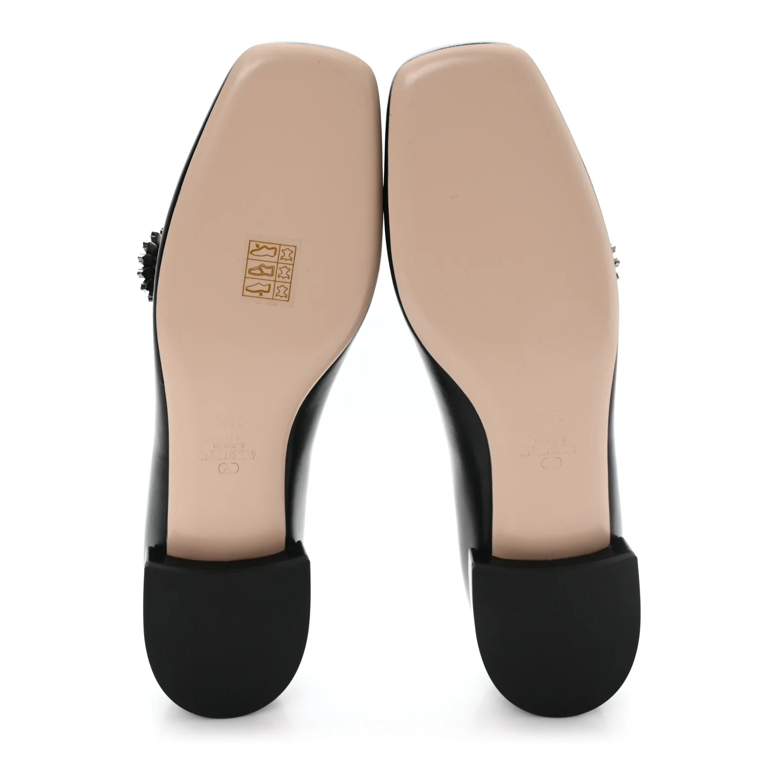 Kidskin Jewel Button Mary Jane Flats  38.5 Black Pink - Top Club