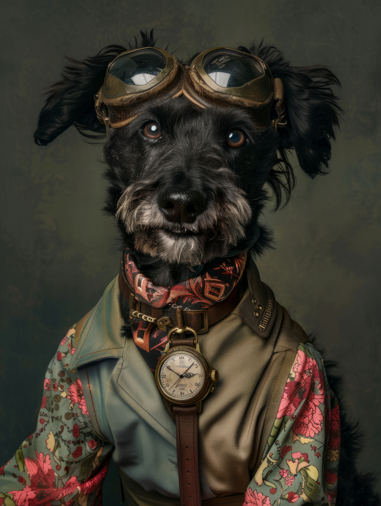 Canvas schilderij van een Black Russian Terrier 100x200 cm