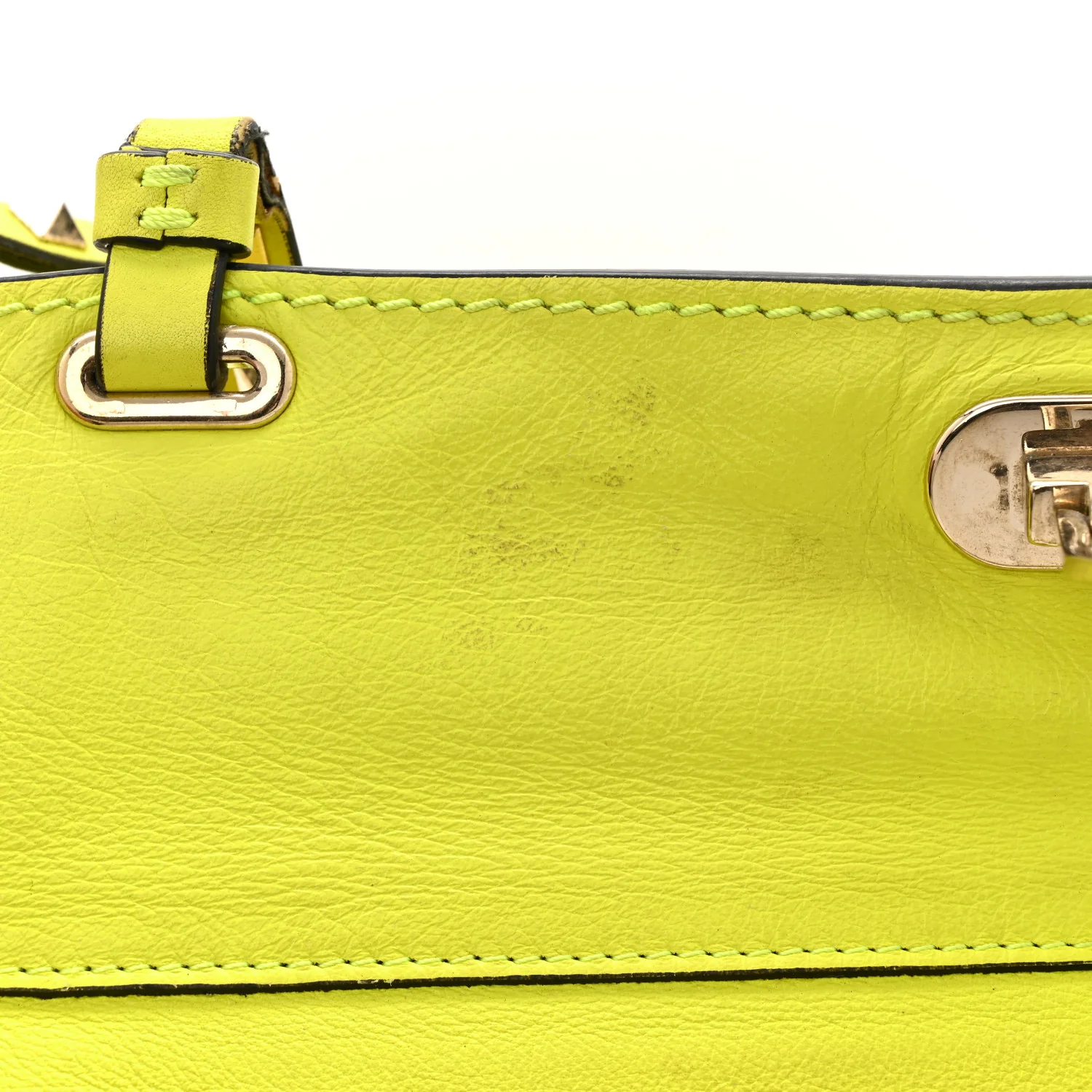 Vitello Medium Rockstud Tote Yellow Fluo - Top Club