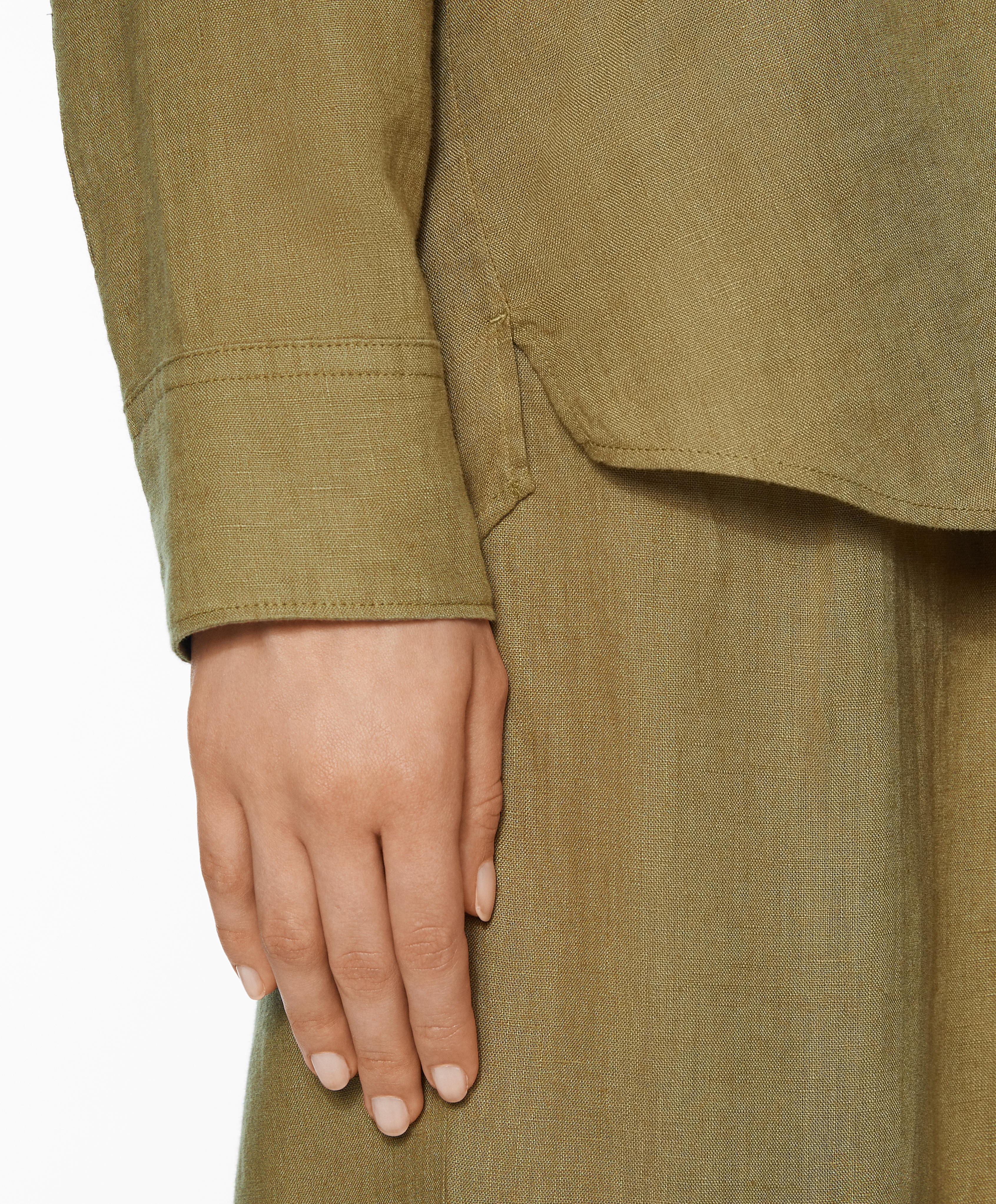 OYSHO 100% linen long-sleeved shirt with pockets