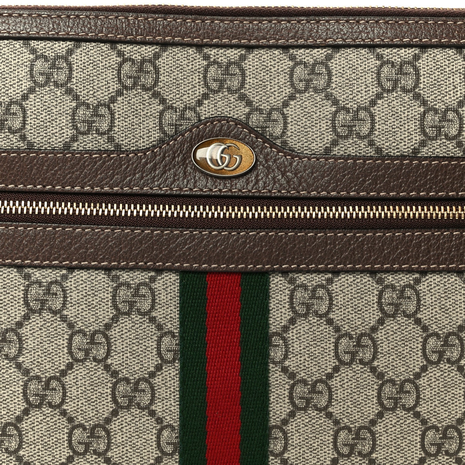 GG Supreme Monogram Large Ophidia Pouch Clutch Brown - Top Club
