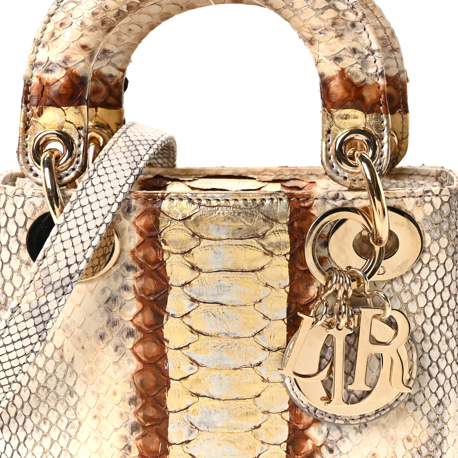 Snakeskin Mini Lady Dior Beige Gold - Top Club