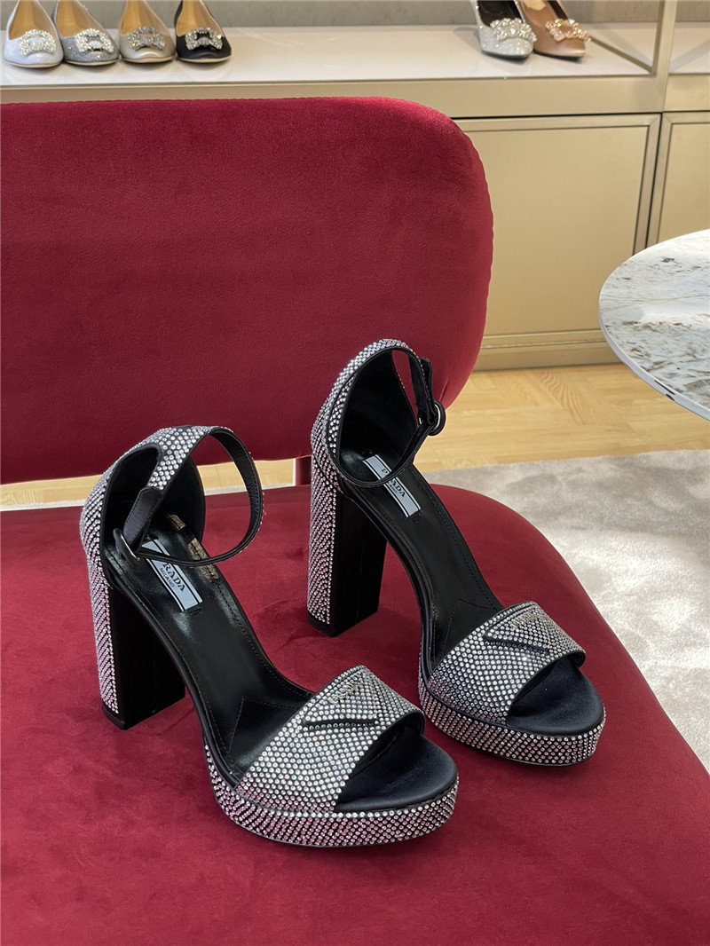 prada classic full diamond block heel sandals - Sneaker Replica Workshop