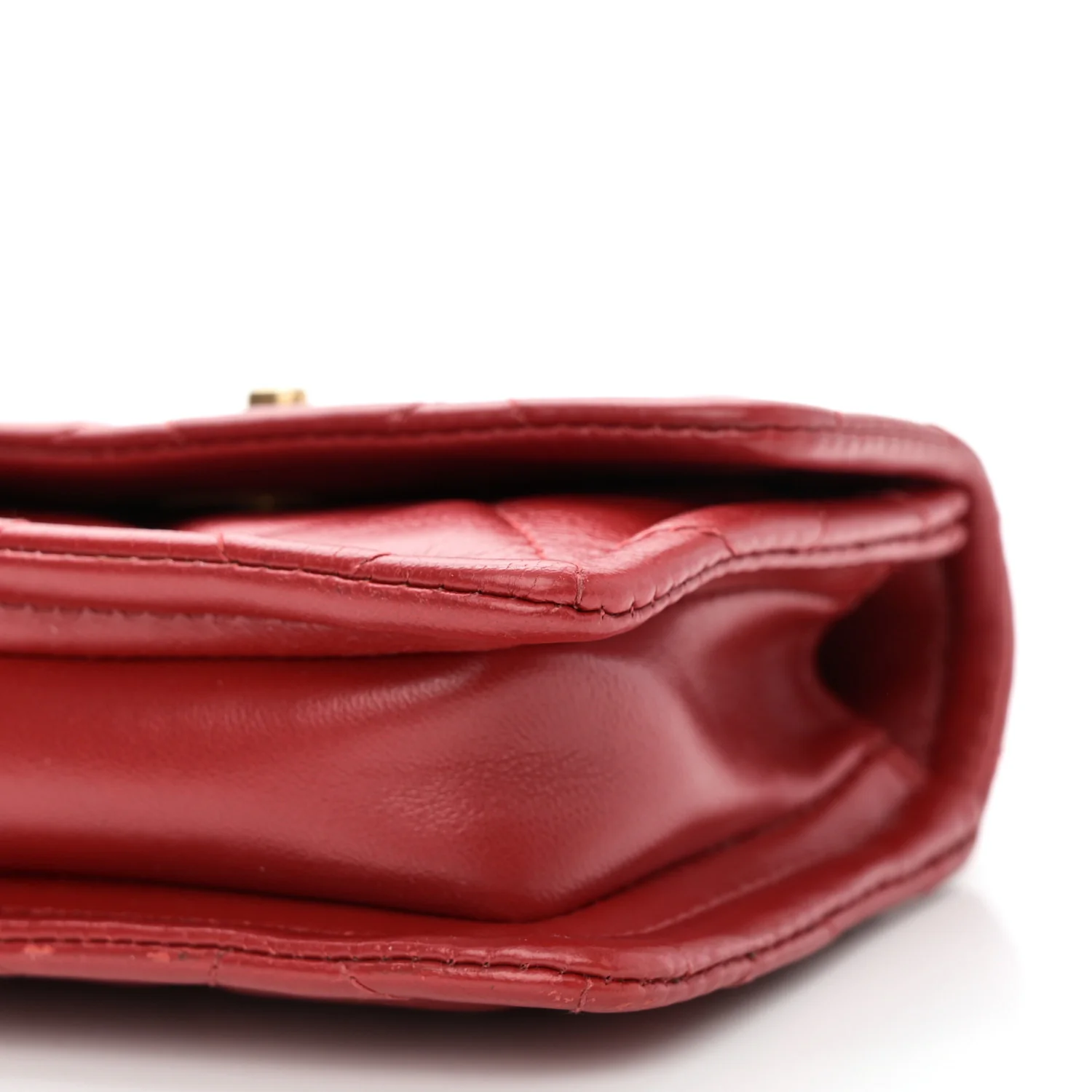 Shiny Lambskin Quilted Extra Mini Flap Red - Top Club