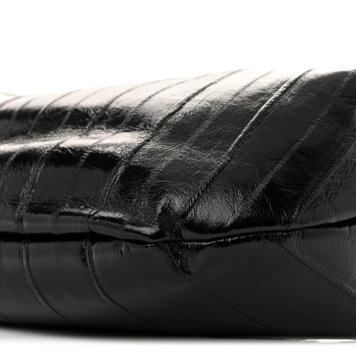 Glossy Calfskin Eelskin Embossed Medium Olivia Hobo Black - Top Club