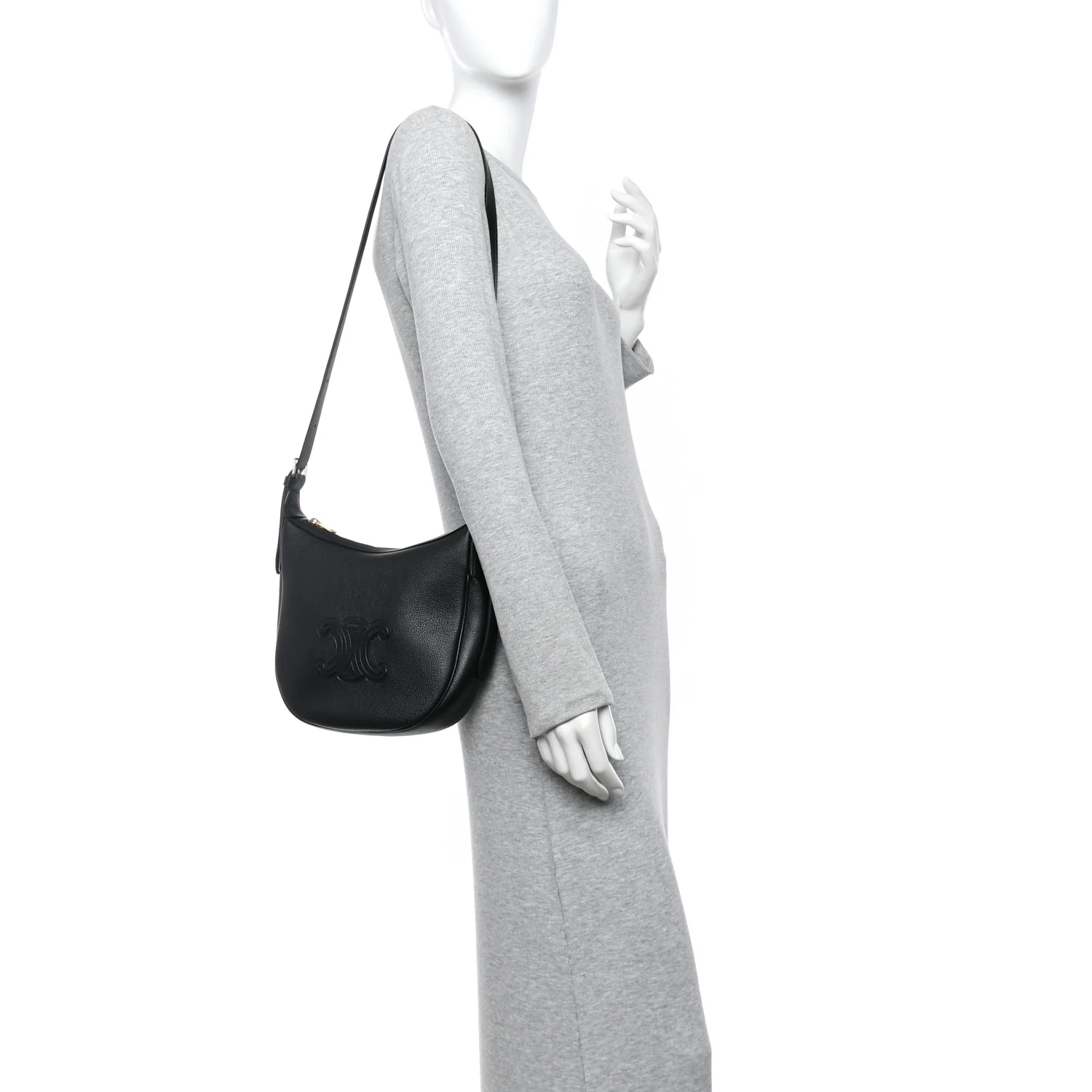 Supple Calfskin Cuir Triomphe Small Heloise Shoulder Bag Black