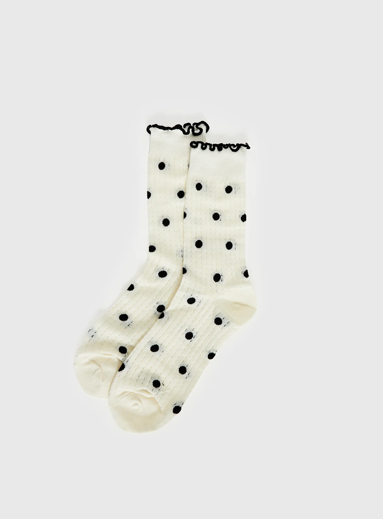 Somebody Else Frill Socks White Polka