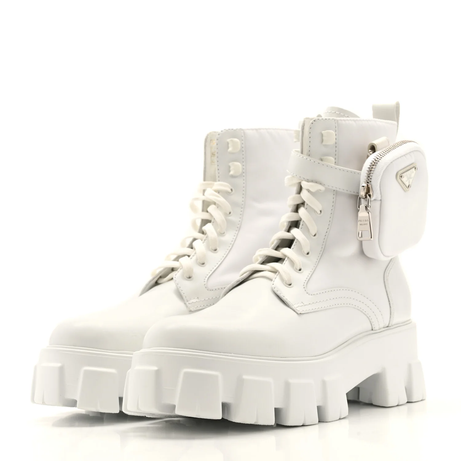Spazzolato Rois Re-Nylon Metal Triangle Logo Monolith Pouch Pocket 55mm Boots 40 White - Top Club