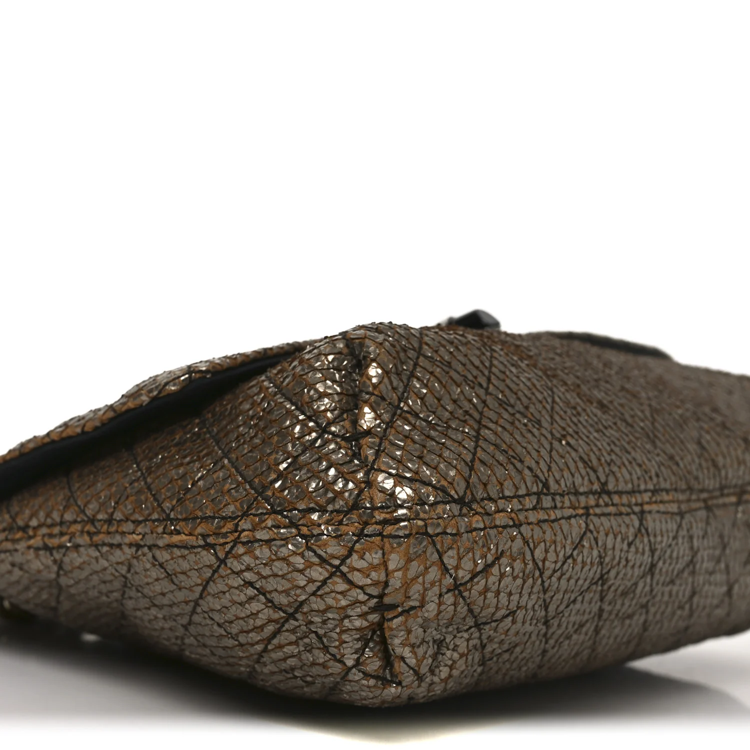 Crackled Metallic Lame Quilted Happy Partage Bag Gold - Top Club