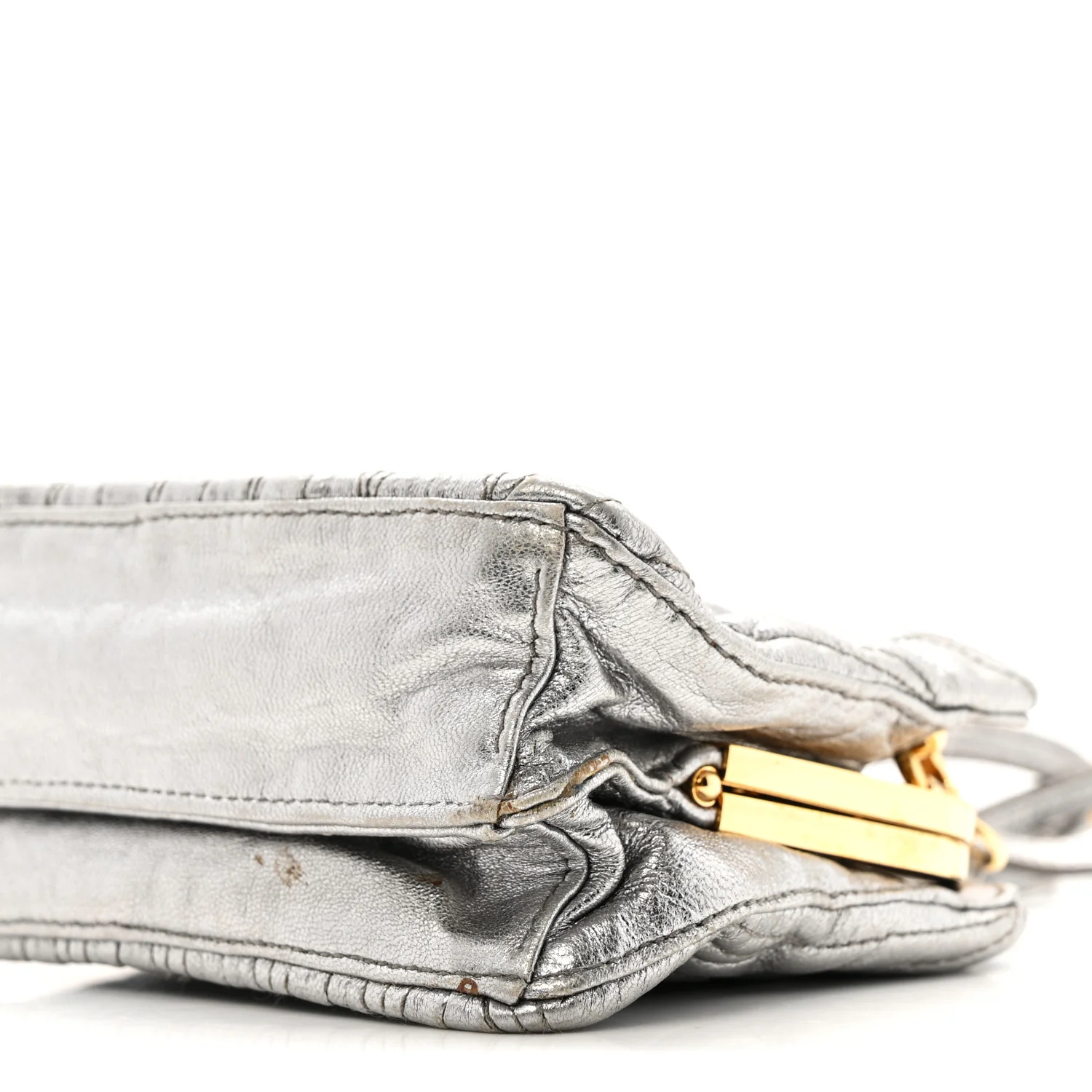 Metallic Matelasse Lux Mini Crossbody Tote Cromo - Top Club