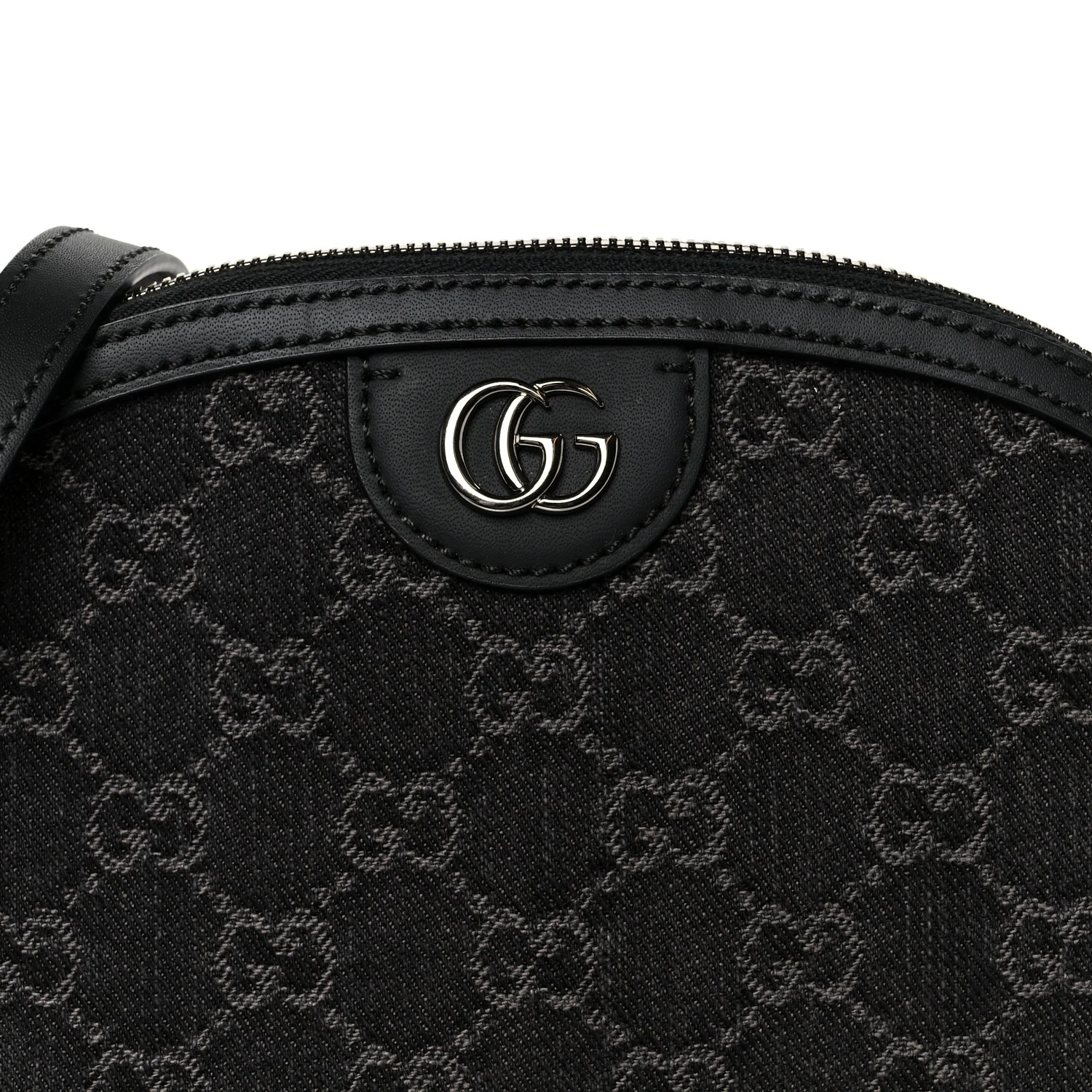 Denim Cuoio Harness GG Monogram Small Ophidia Dome Shoulder Bag Black Medium Grey - Top Club