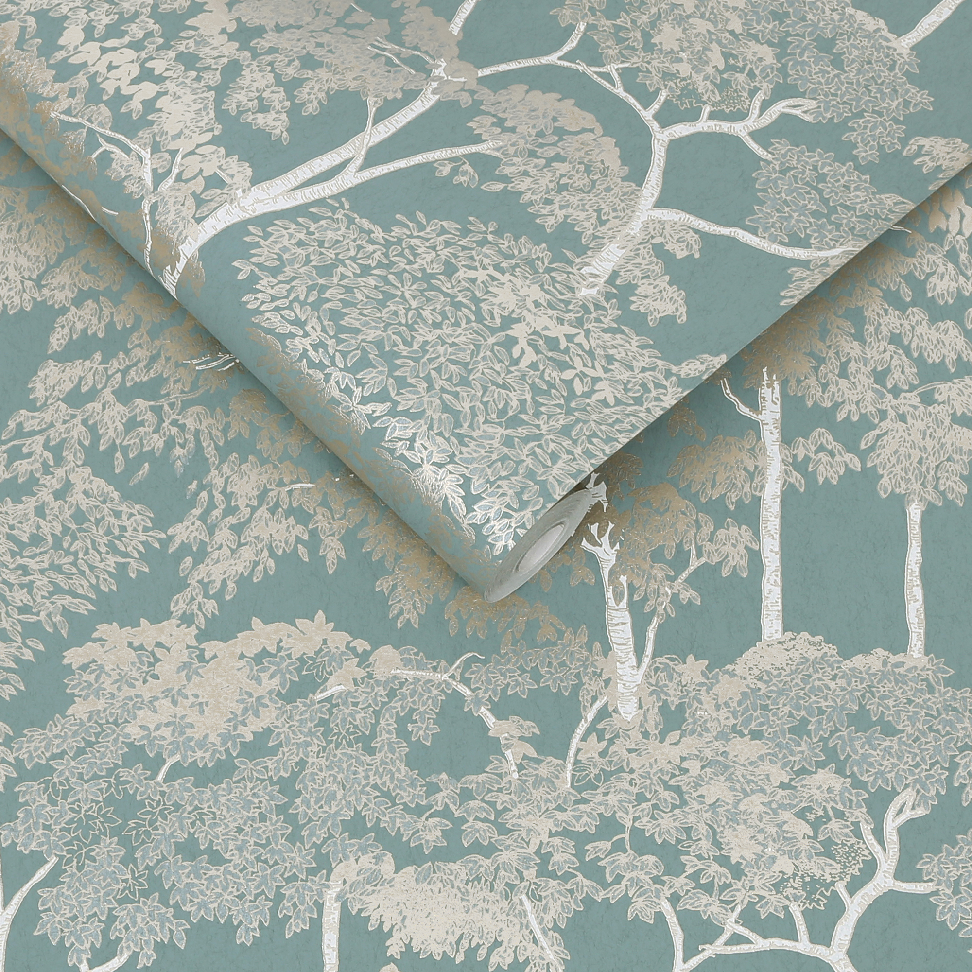 Graham & Brown vliesbehang Idyll Tree Duck egg Graham & Brown  vliesbehang  Idyll Tree Duck egg