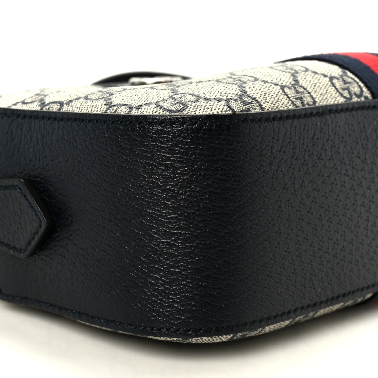 GG Supreme Monogram Textured Dollar Calfskin Web Small Ophidia Camera Bag Beige Blue - Top Club