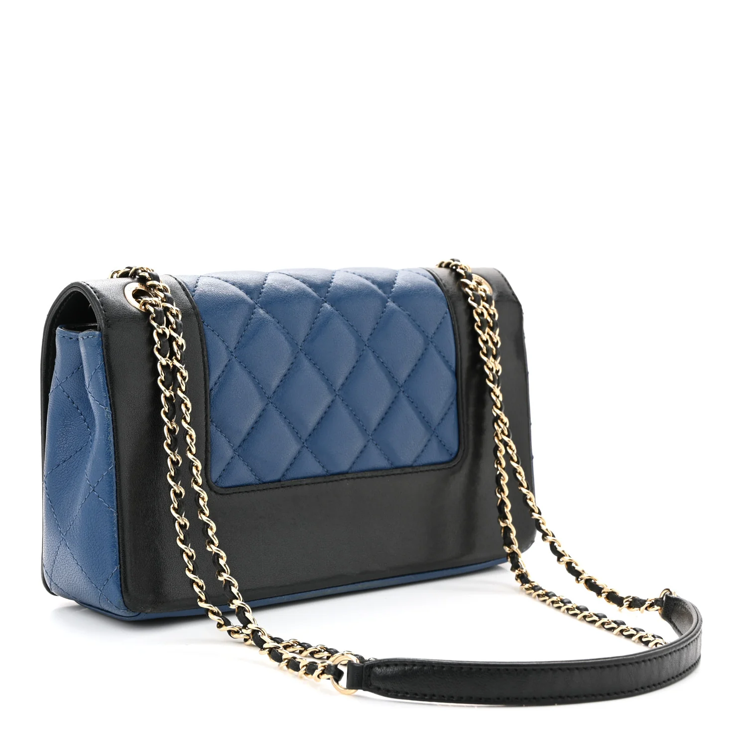 Sheepskin Quilted Small Mademoiselle Flap Black Blue - Top Club