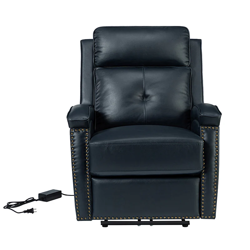 Stefan Genuine Leather Power Recliner with Nailhead Trim
