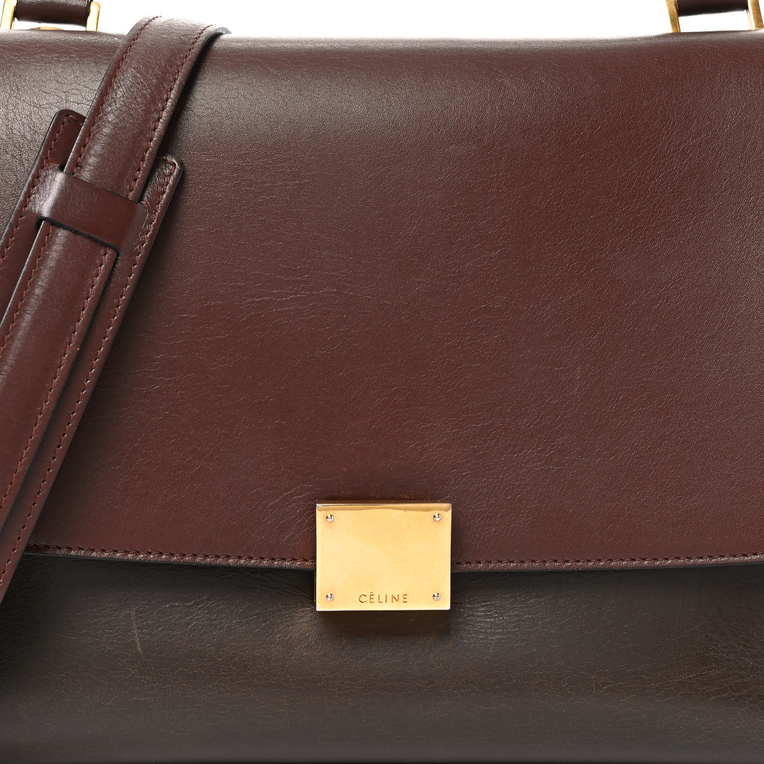 Sleek Calfskin Tri-color Small Trapeze Wine - Top Club