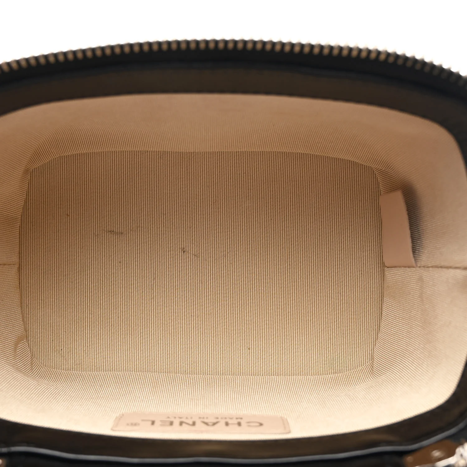 Calfskin Raffia Small Vanity Case Bag Black Beige - Top Club