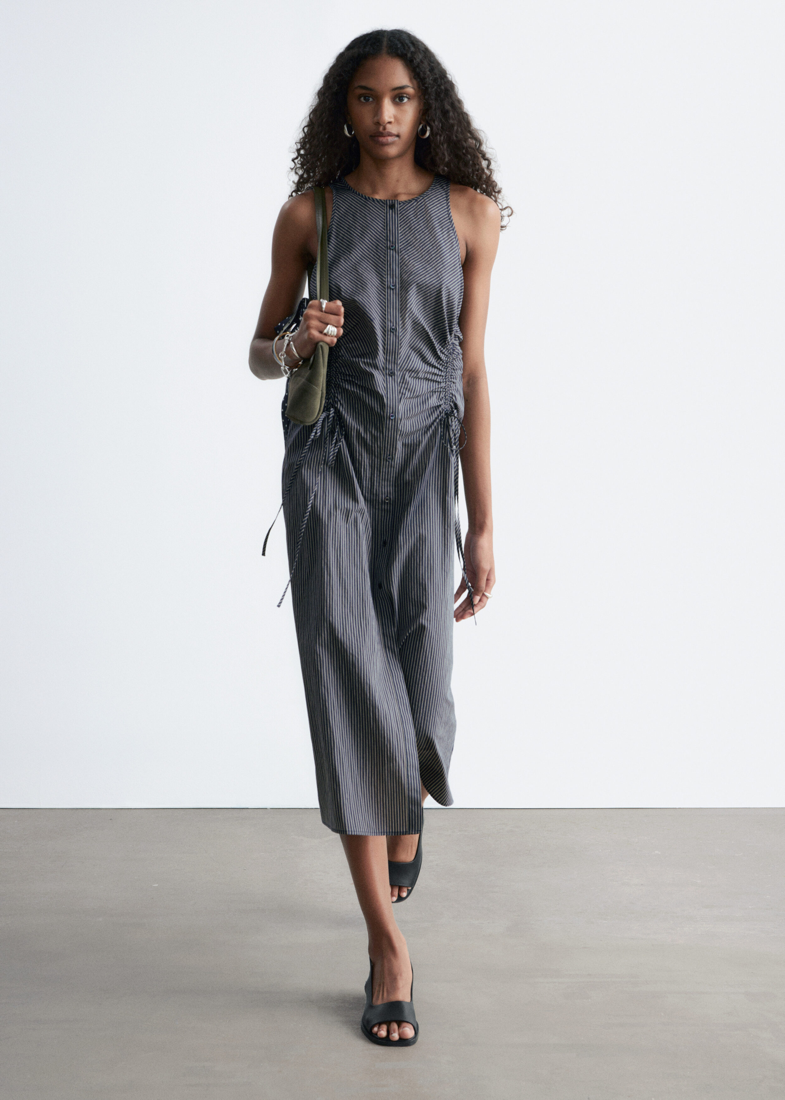 & Other Stories SLEEVELESS DRAWSTRING MIDI DRESS