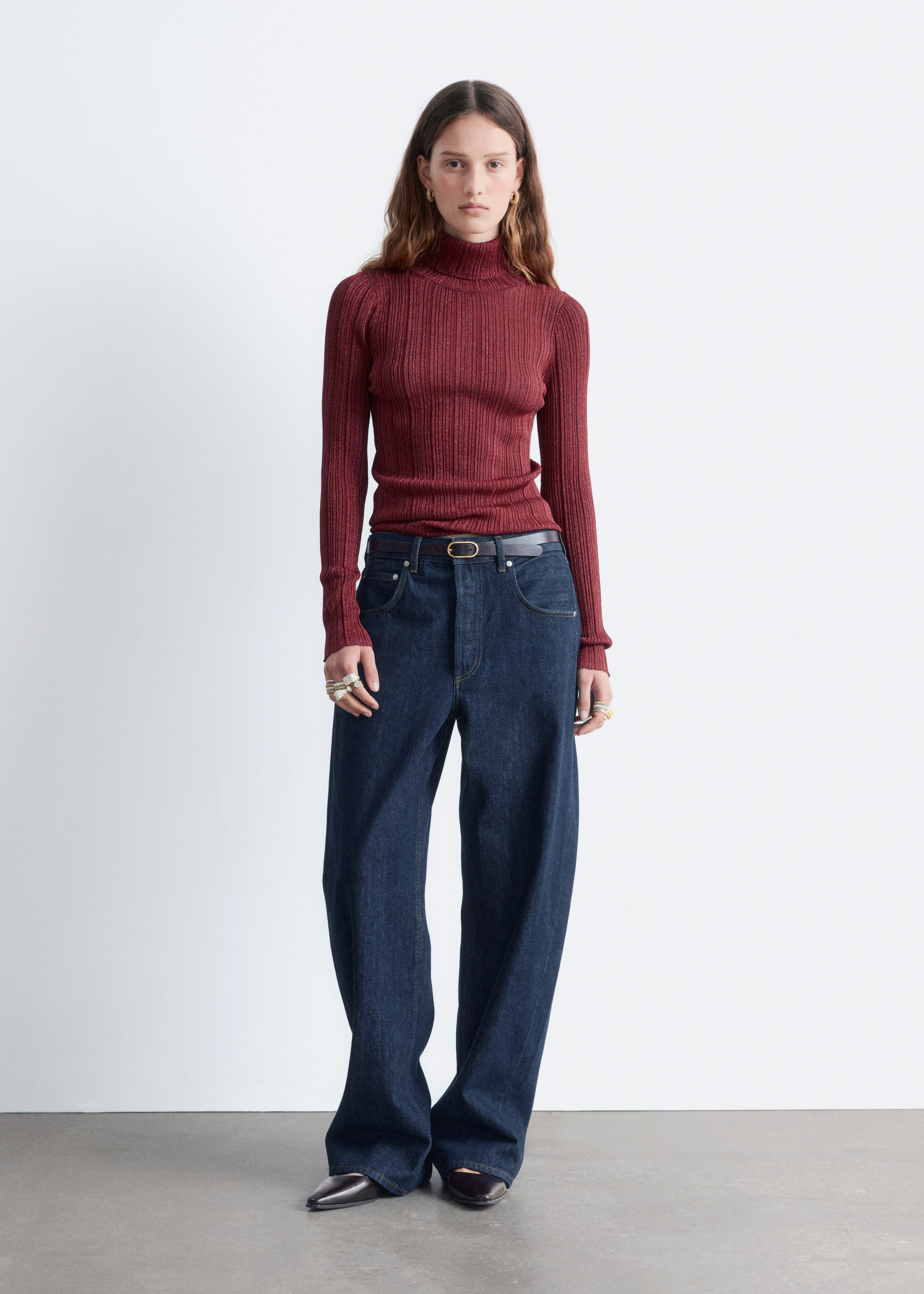 & Other Stories RIB-KNIT LUREX TURTLENECK