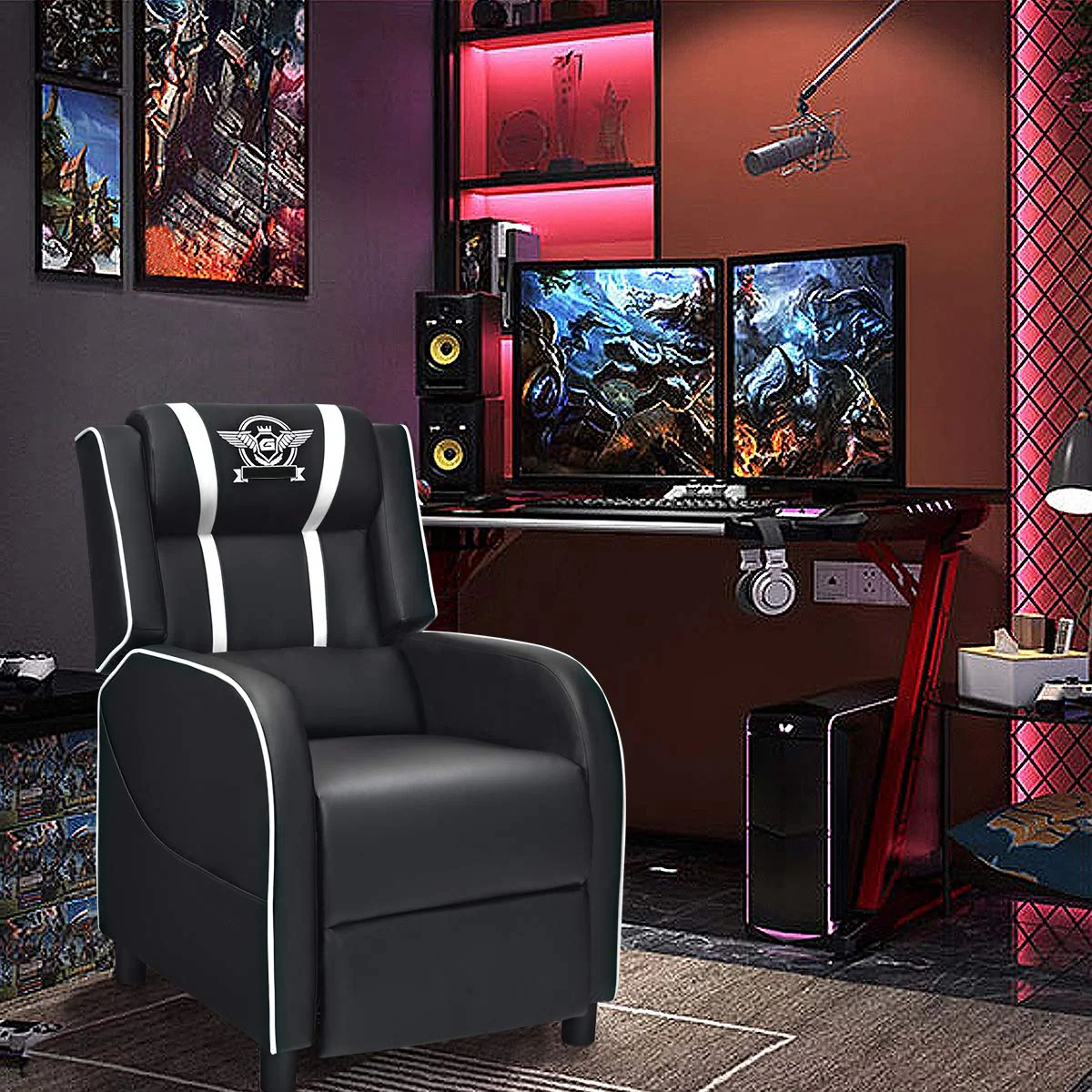 BEFOUNDLOVELY Adjustable Massage Gaming Chairs for Adults w/Footrest, Remote Control & Side Pocket