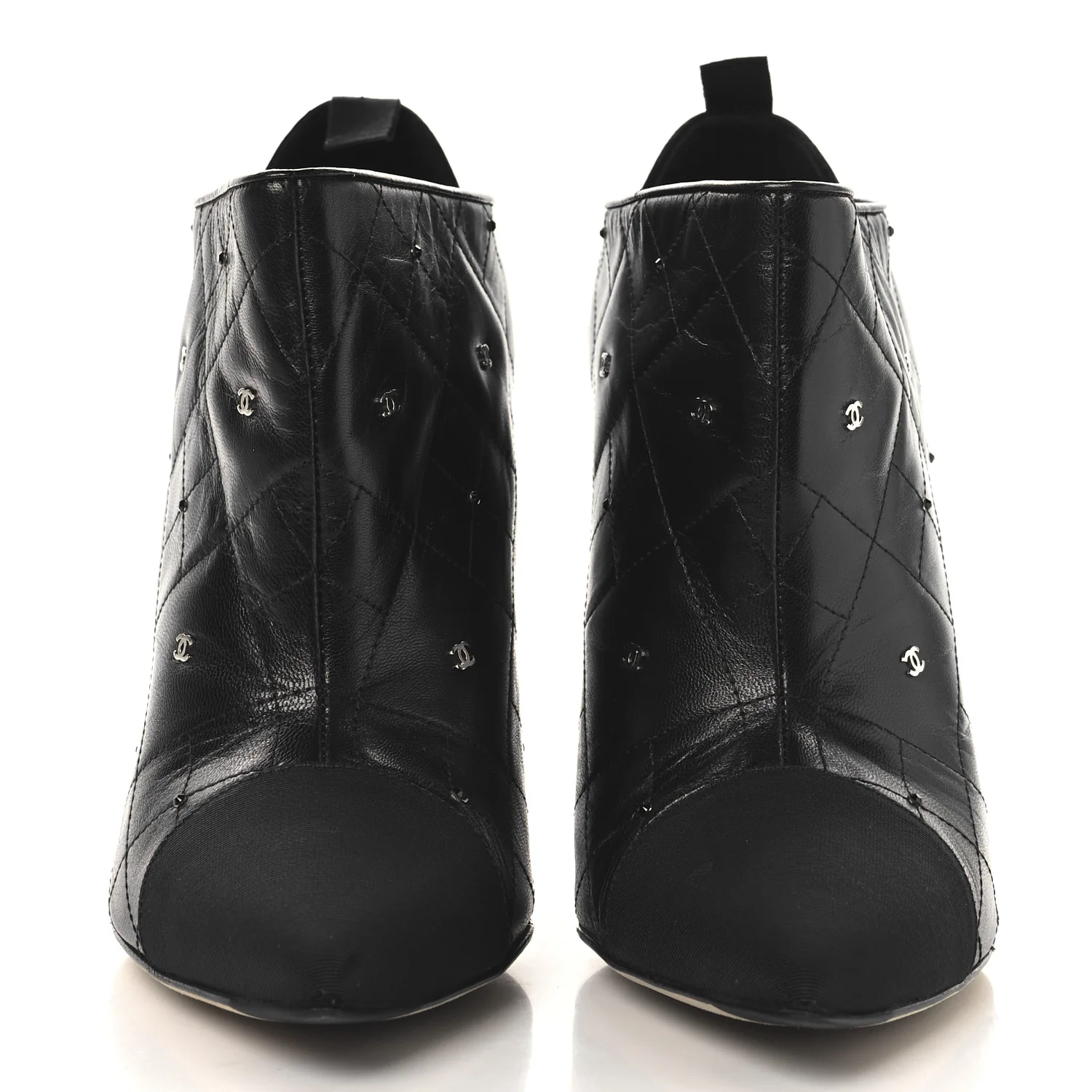 Lambskin Quilted CC Cap Toe Booties 41 Black - Top Club