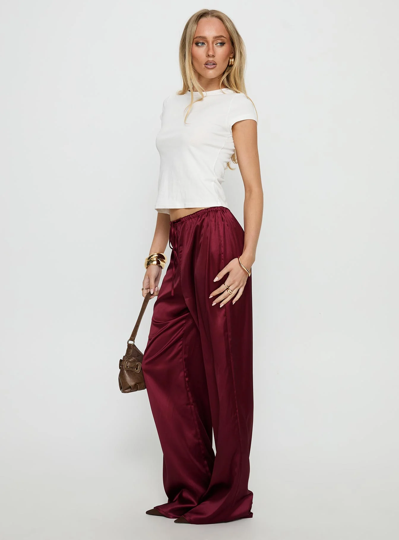 Soulstar Satin Pants Wine