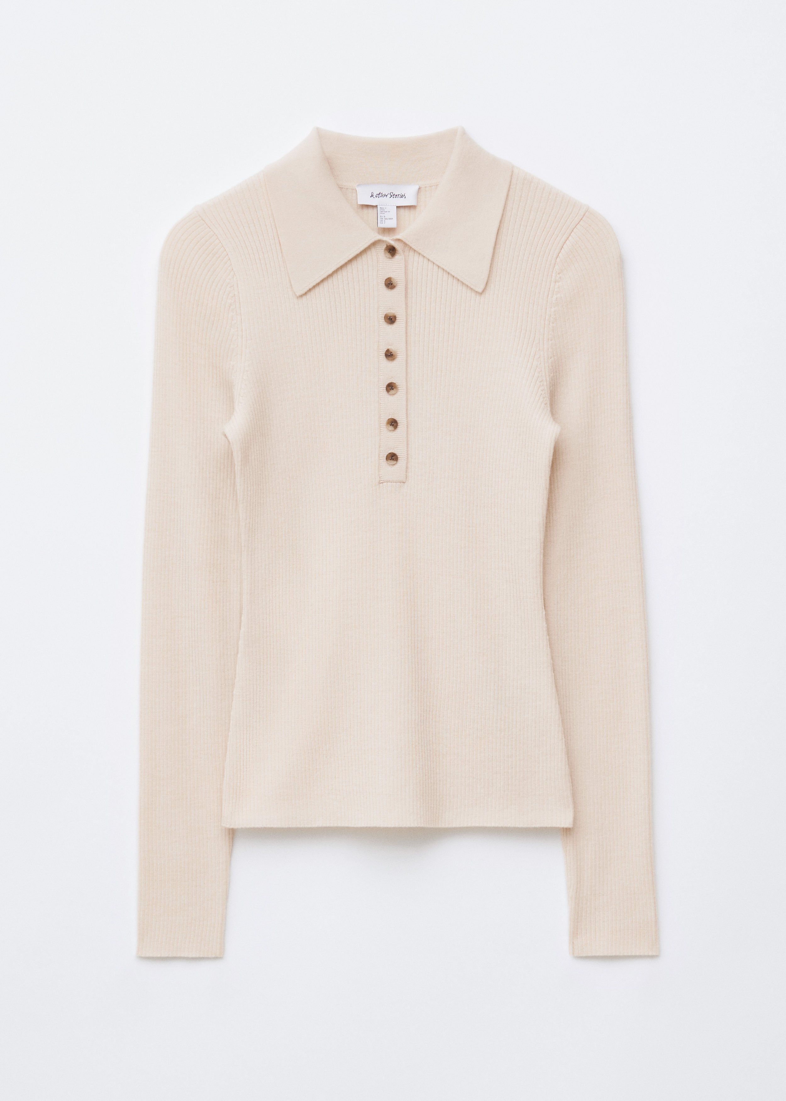 & Other Stories LONG-SLEEVE MERINO WOOL POLO TOP