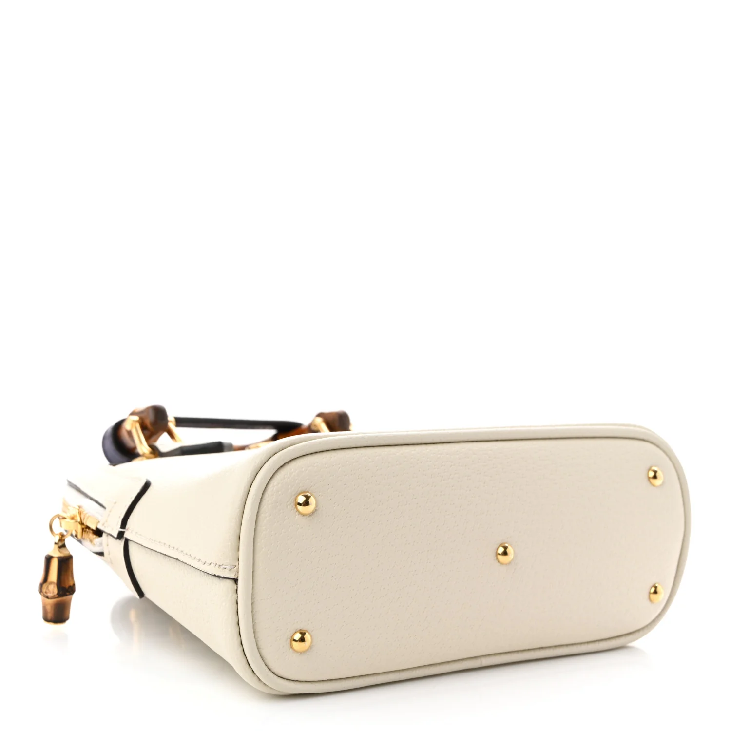 Textured Dollar Calfskin Mini Diana Dome Tote Bag White - Top Club