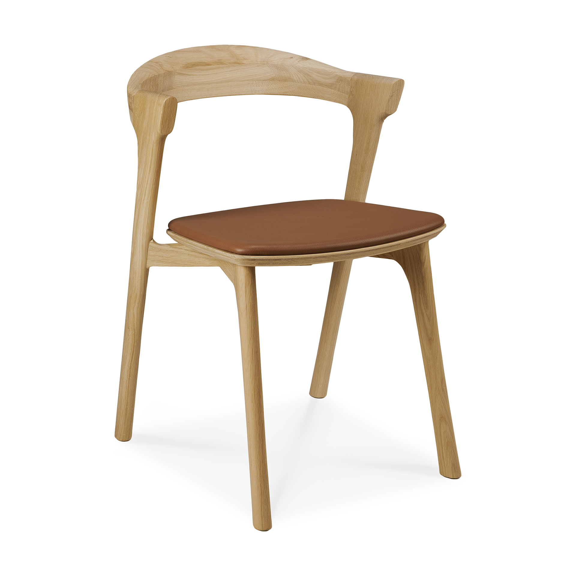 Bok stoel - eiken - cognac leer