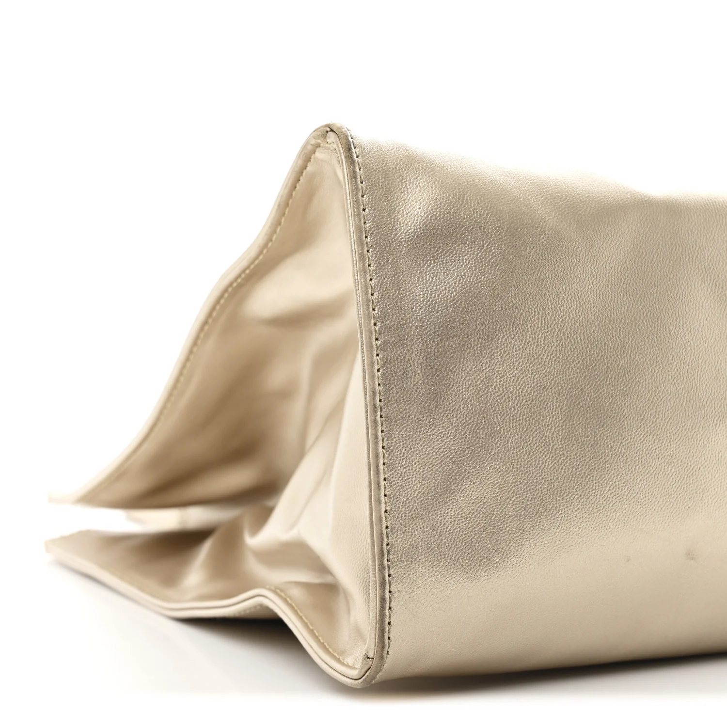 Metallic Vegan Leather Medium Shopping Bag Gold - Top Club