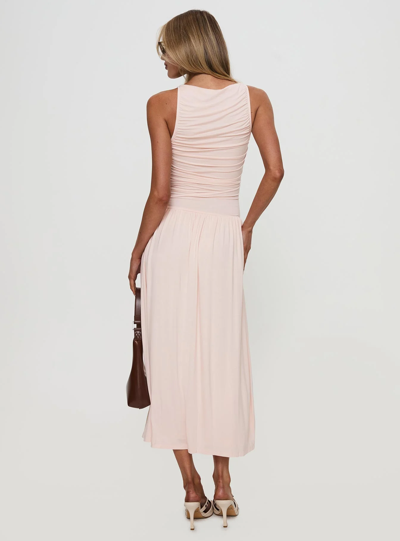 Reveur Ruched Maxi Dress Pink