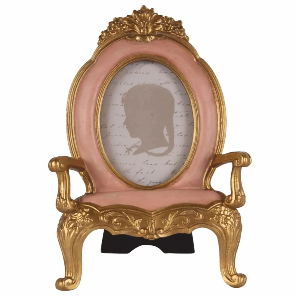 Baroque picture frame in armchair shape pink / gold H. 18.5 cm