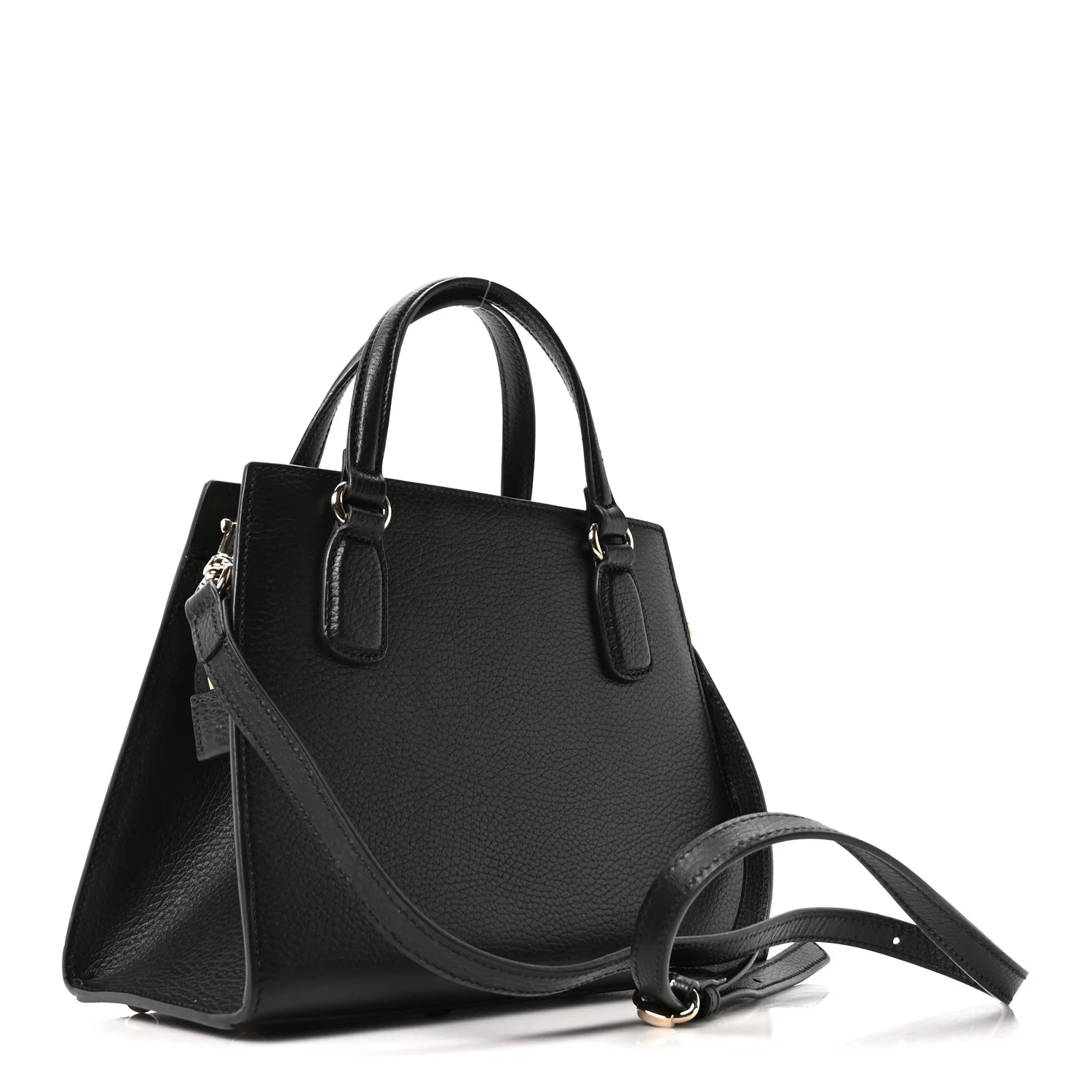 Dollar Calfskin Medium Soho Top Handle Satchel Black - Top Club