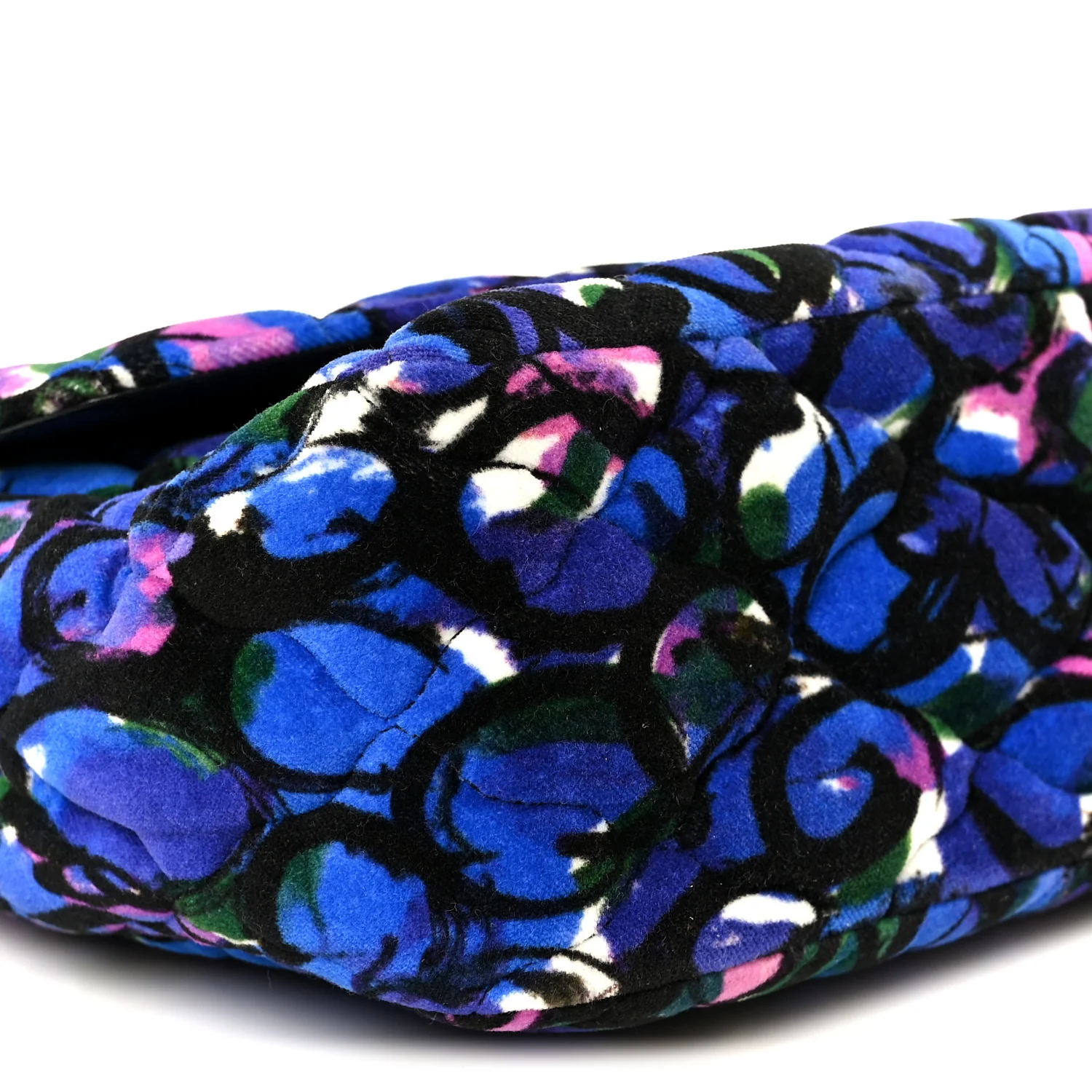 Velvet Floral Quilted M BB Round Shoulder Bag Bleu - Top Club