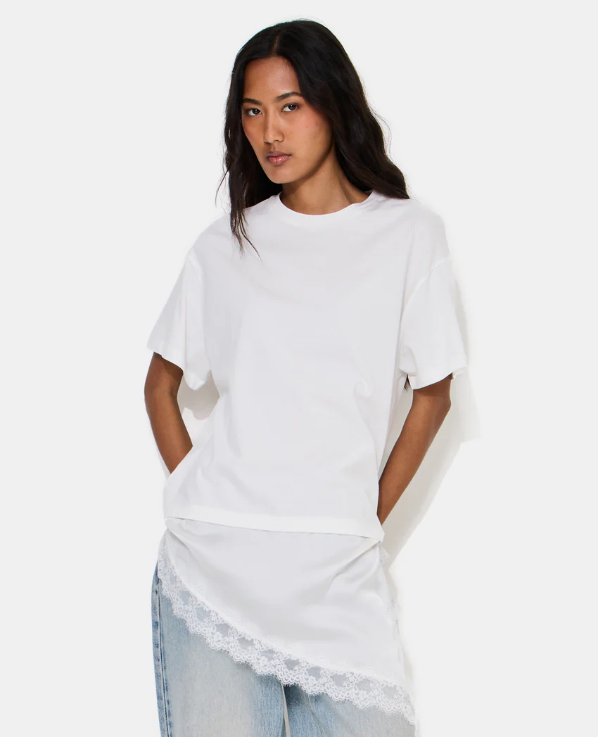 Pimkie T-shirt oversize avec empiècement satin et dentelle