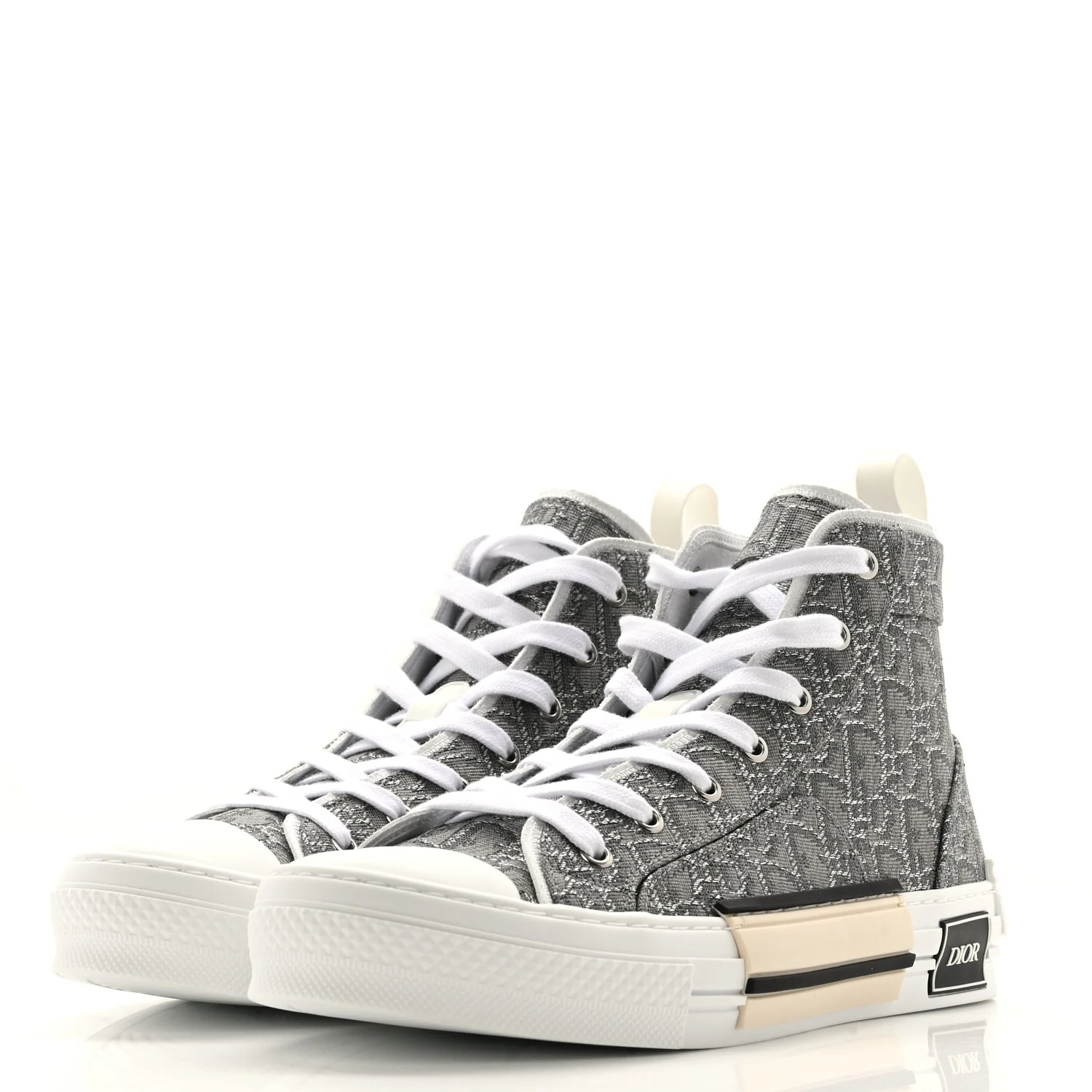 Metallic Oblique Jacquard Mens B23 High Top Sneakers 42 Grey - Top Club