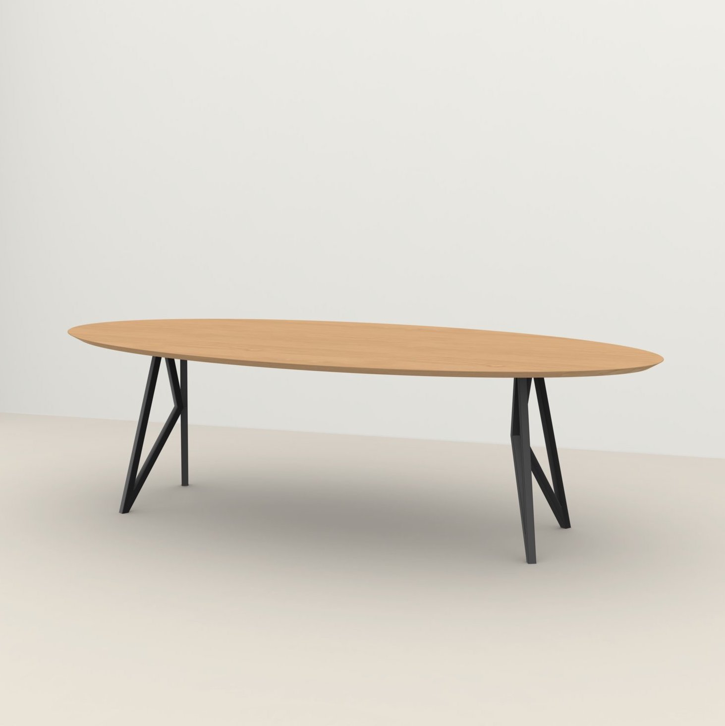 Studio HENK tafel Butterfly Ovaal - zwart frame, hardwax light 3041 240 x 120 | HWO NL 3041 | Verjongde Rand | Frame Zwart