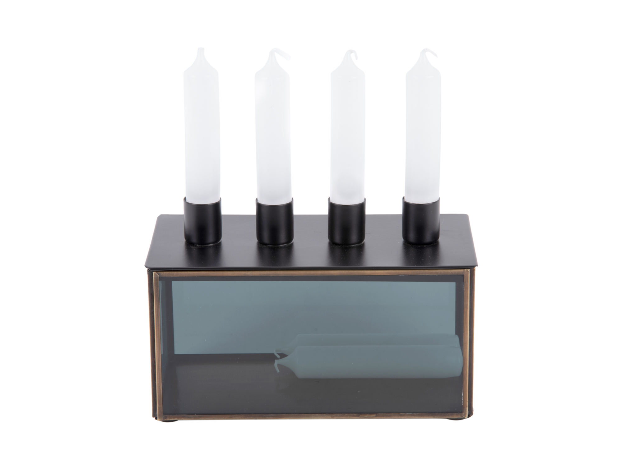 Candle holder Boxed rectangle glass black