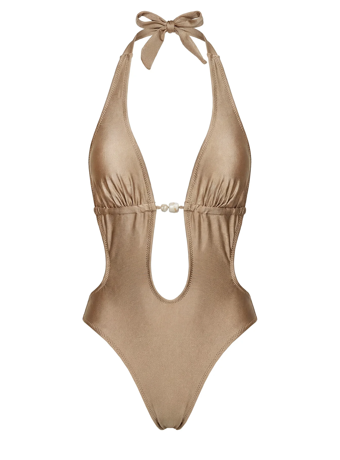 Kirrie Halter Cut Out One Piece Gold